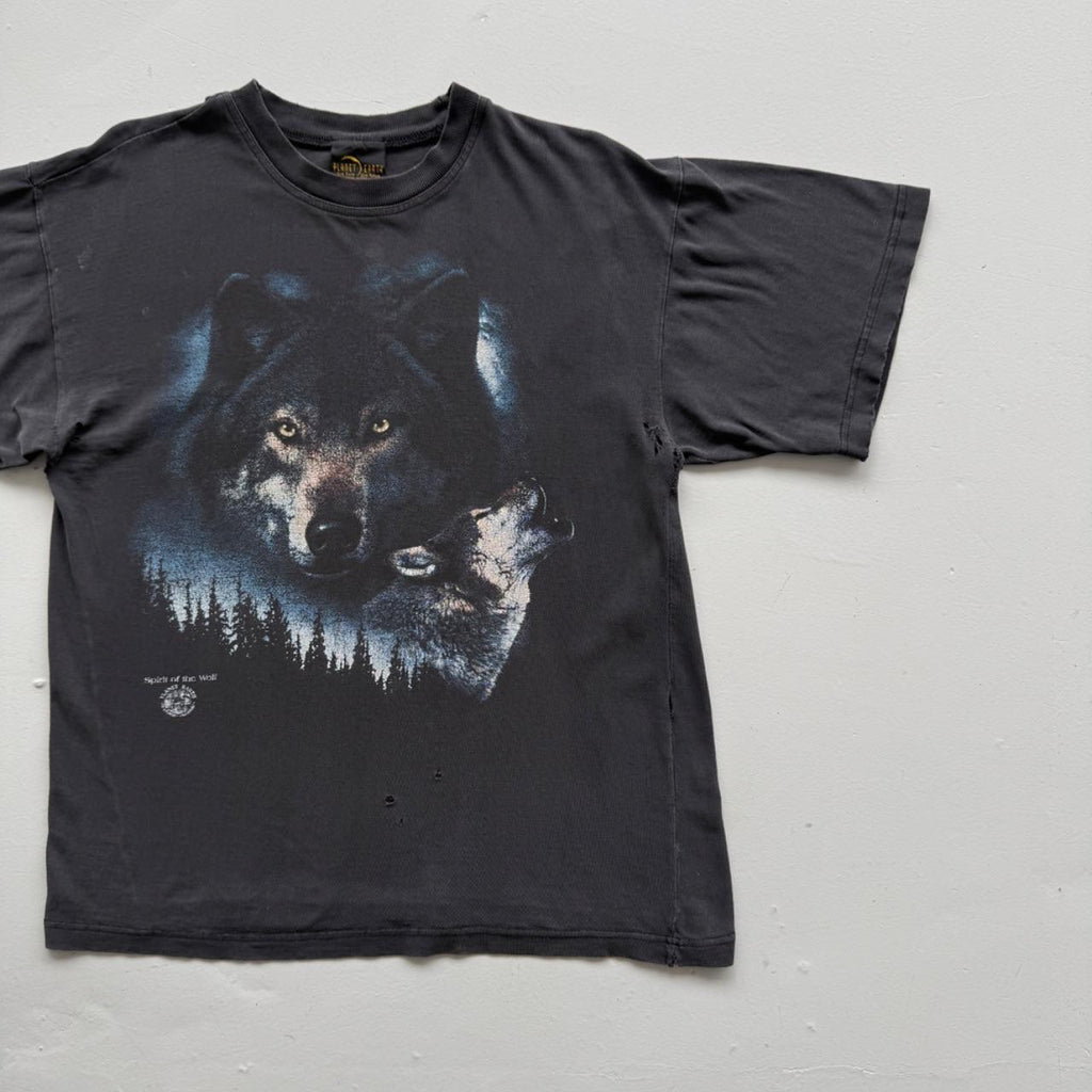 Black Wolf 90s Vintage Graphic T-Shirt - Medium