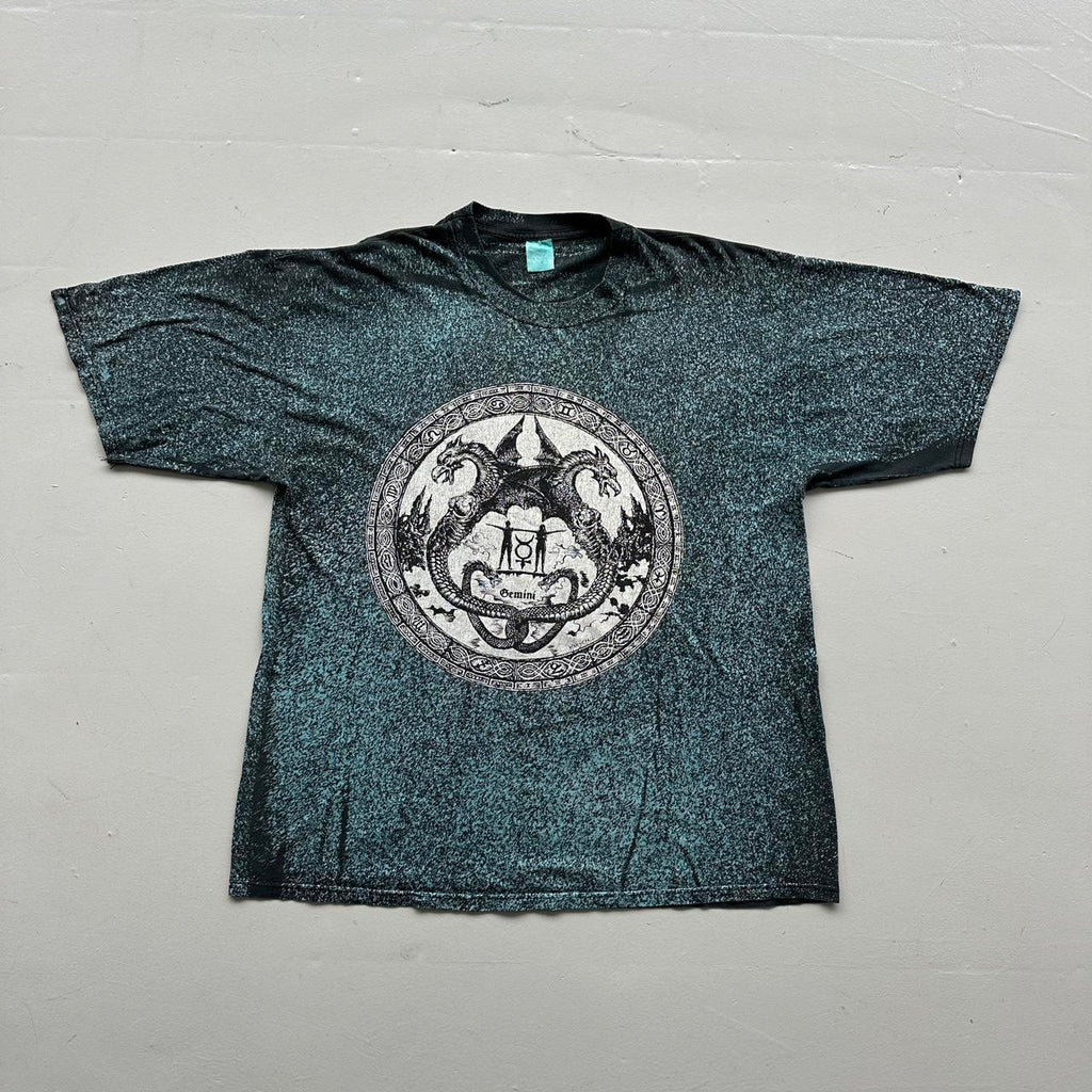 Black Blue Gemini AOP 90s Vintage Graphic T-Shirt - 2XL