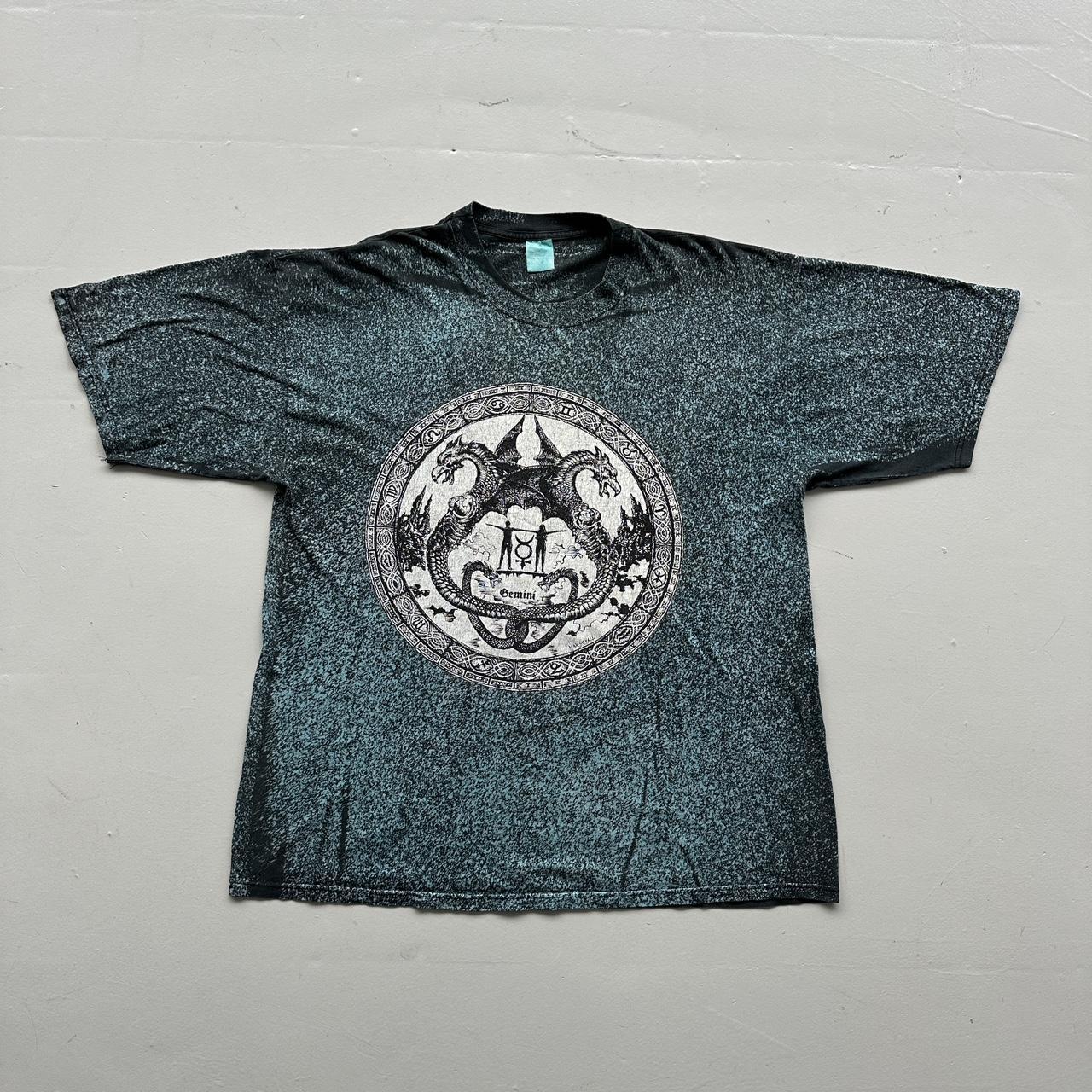 Black Blue Gemini AOP 90s Vintage Graphic T-Shirt - 2XL