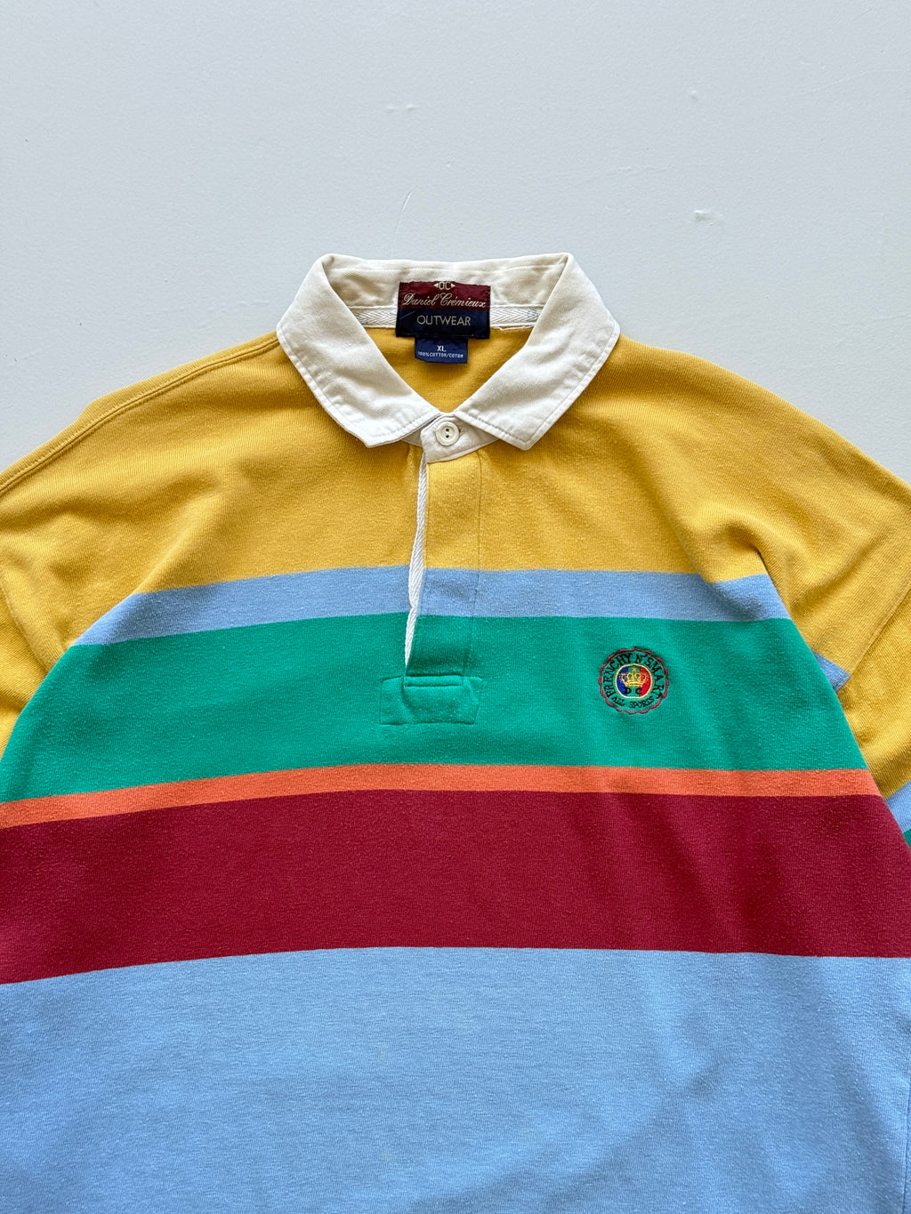 Daniel Cremieux Multistripe 90's Vintage Long Sleeve Rugby Polo - Large