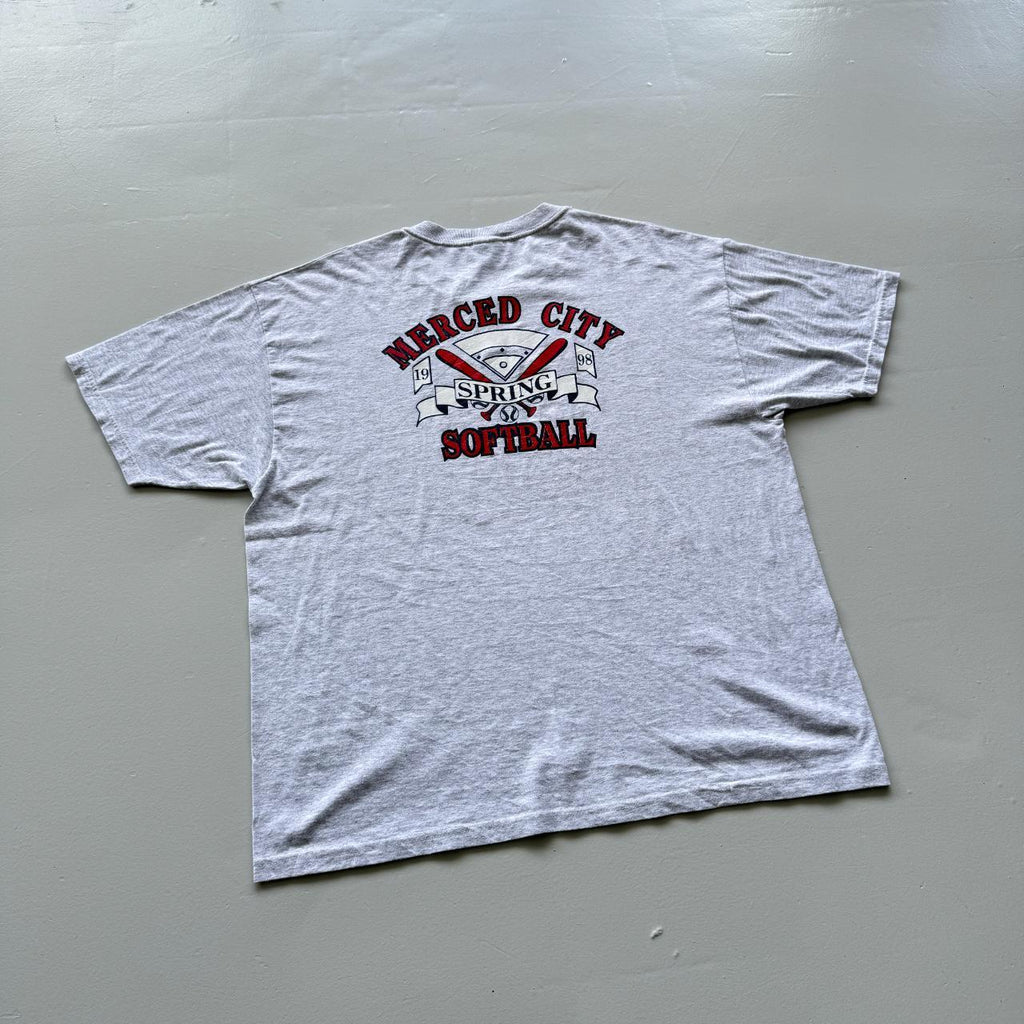 Grey Merced City Softball Vintage 90s T-shirt - XL