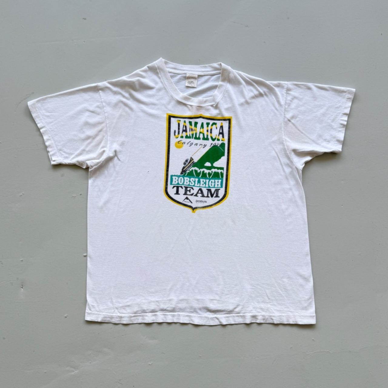 White Winter Olympics 80s Jamaican Bobsleigh Vintage T-shirt - XL
