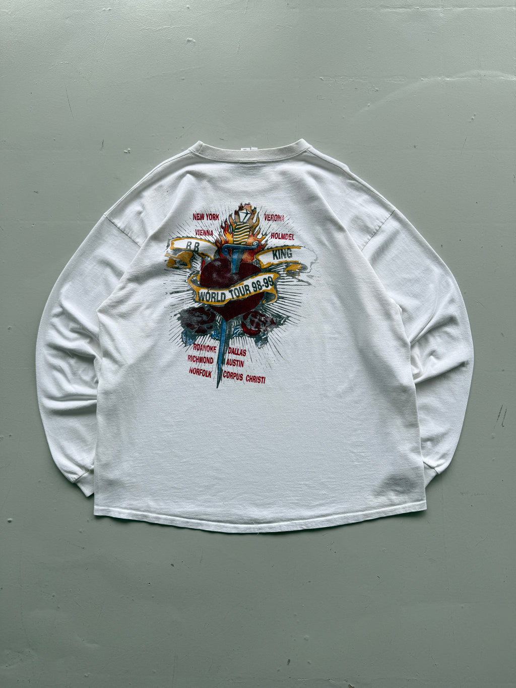 White B.B.King 90's Vintage Graphic Long Sleeve Tour T-Shirt - XXL