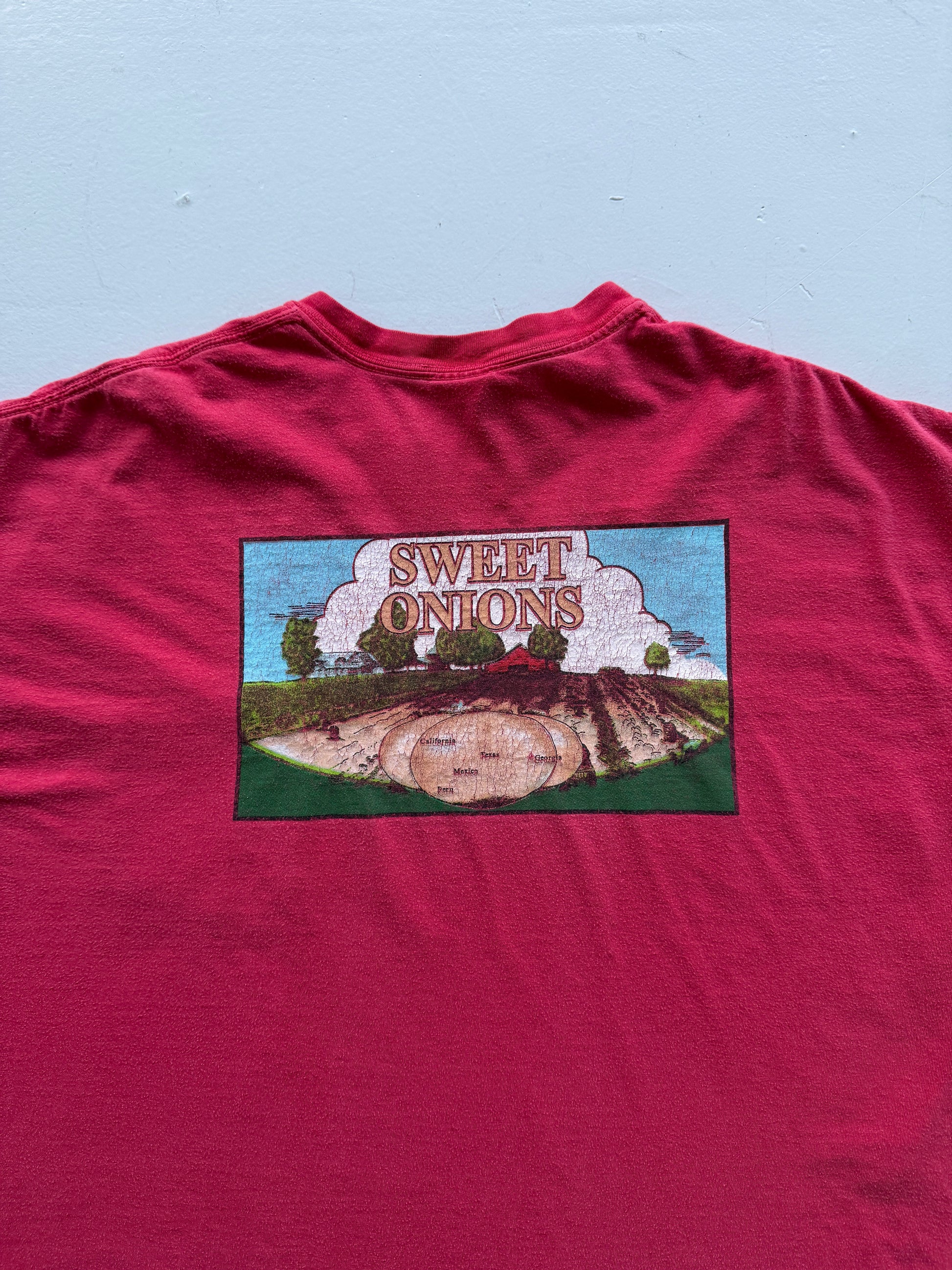 Faded Red California 90's Vintage Farming Graphic T-Shirt - XL