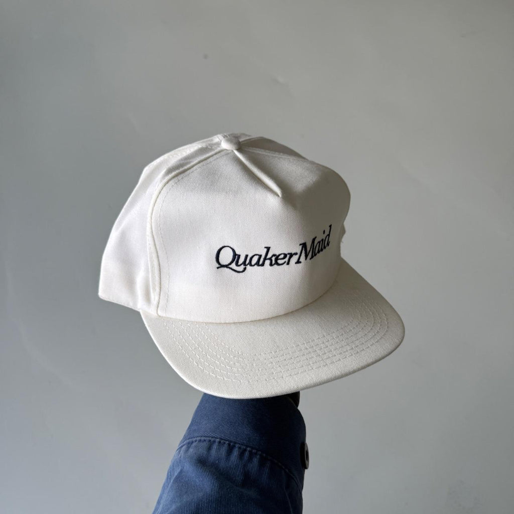 White Quacker Maid Vintage SnapBack Trucker Cap
