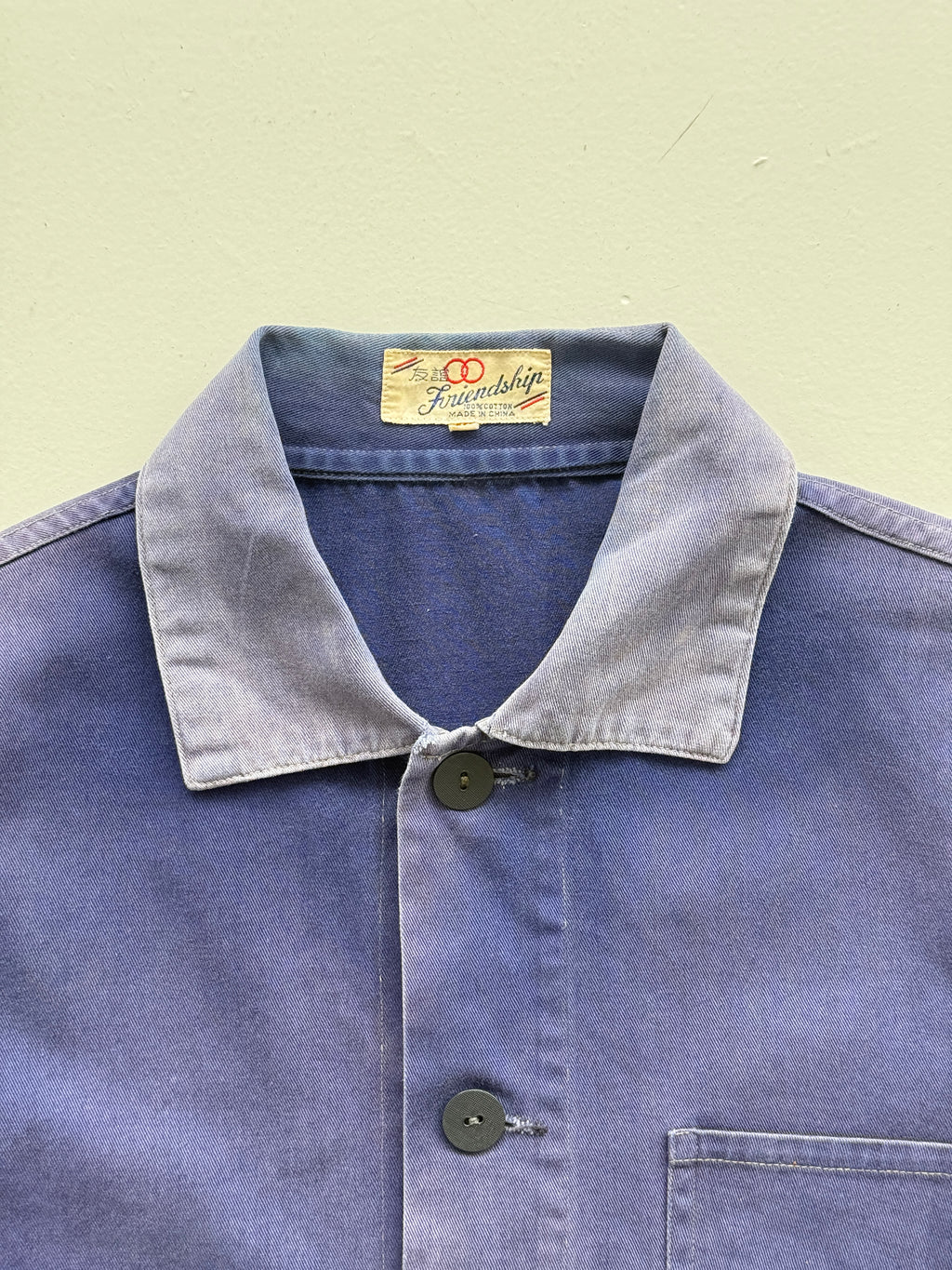 Faded Blue Friendship Made in China Vintage Workwear Chore Jacket CH386 - XS