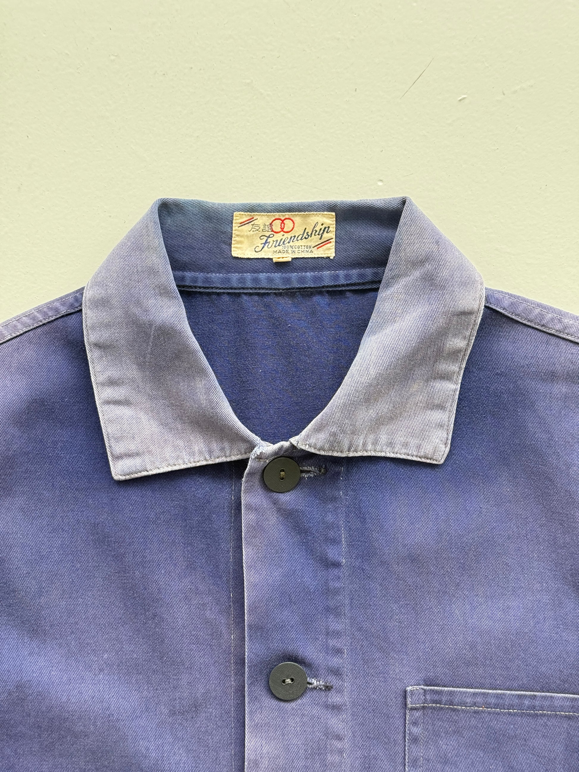 Faded Blue Friendship Made in China Vintage Workwear Chore Jacket CH386 - XS