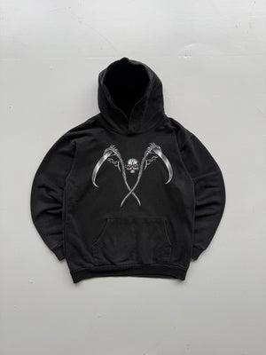 Rock Eagle Black Gothic Skull Scythe Y2K Vintage Hoodie - size Small