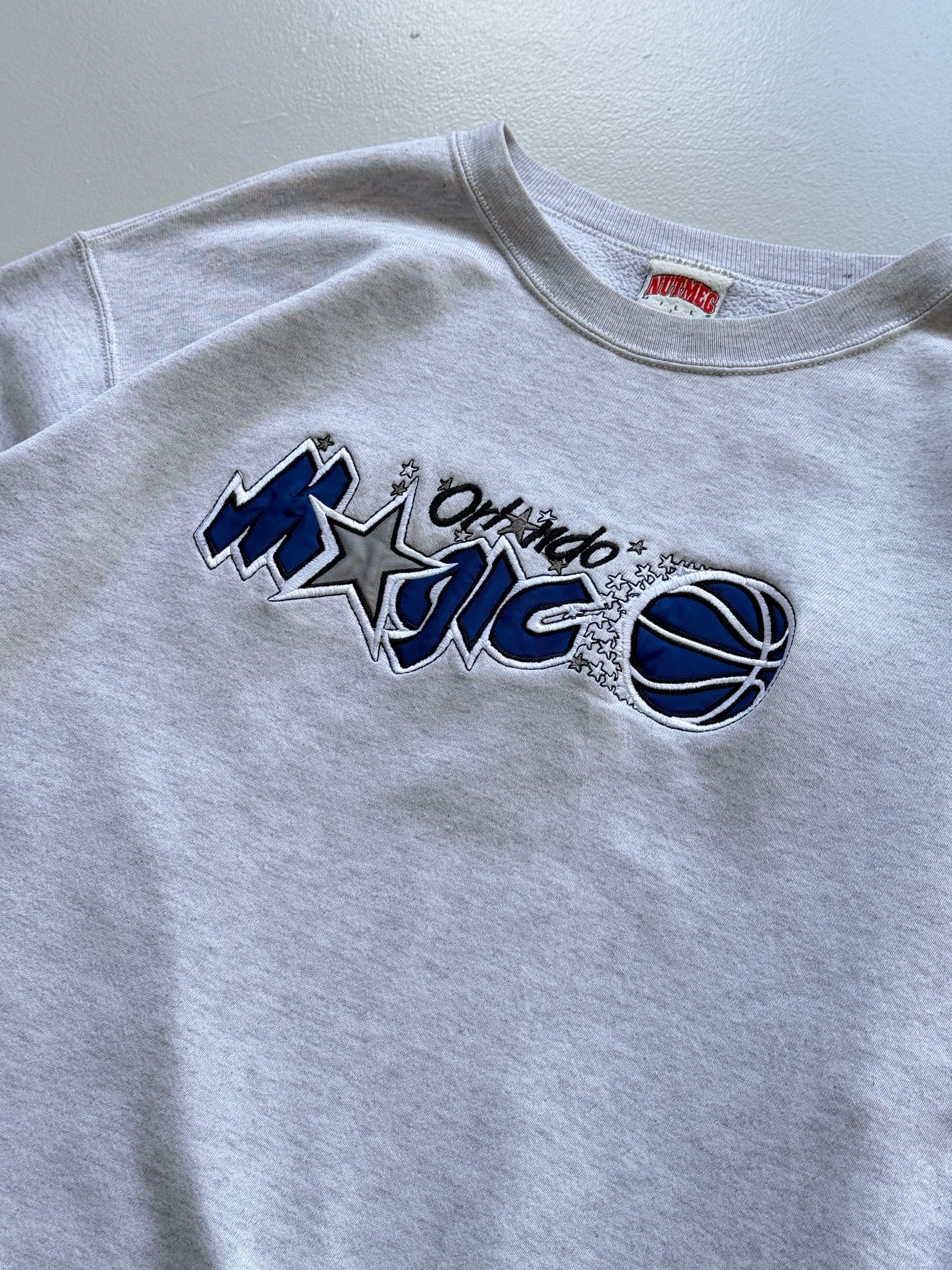 Grey Orlando Magic 90's Vintage Nutmeg Mills NBA Graphic Sweatshirt - Large