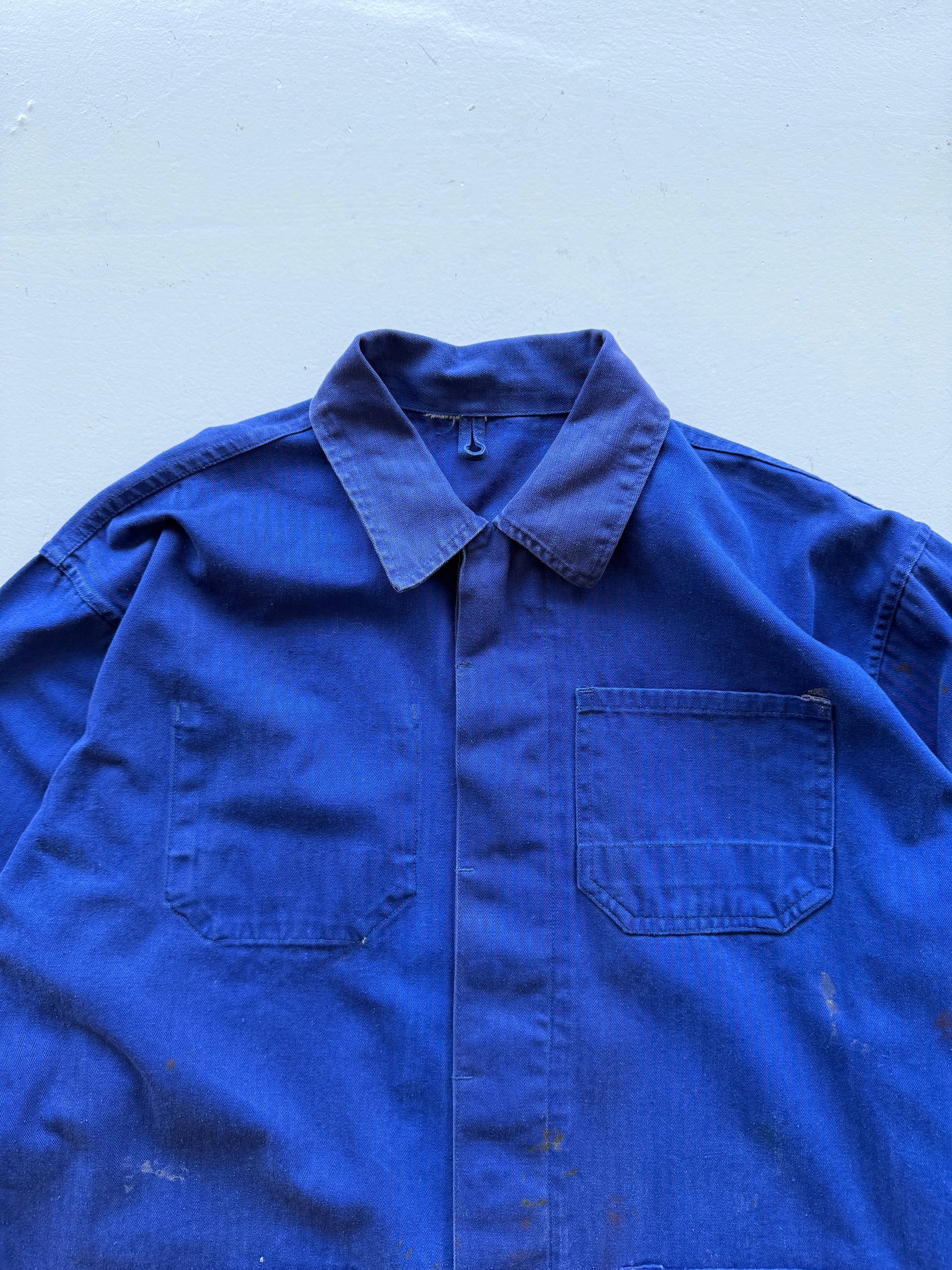 Navy French Herringbone Twill Workwear 80’s Vintage Chore Jacket CH030 - Large