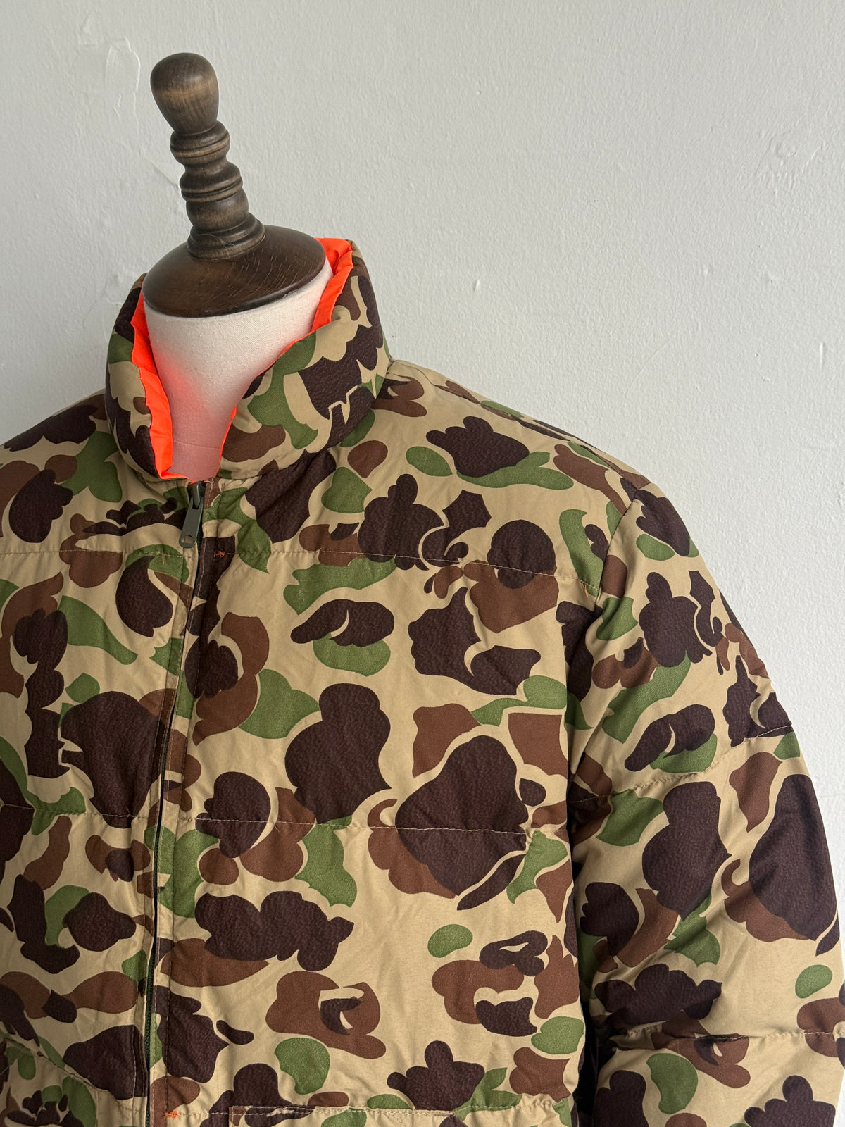 Cabela's Camo & Blaze Orange Reversible 80's Vintage Hunting Puffer Jacket - XL