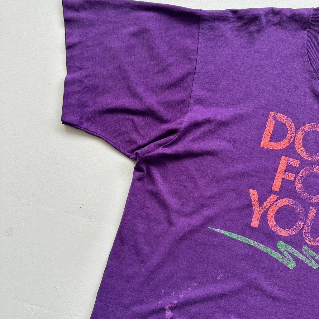 Purple "DO IT FOR YOURSELF" Slogan 90s Vintage T-shirt - Large