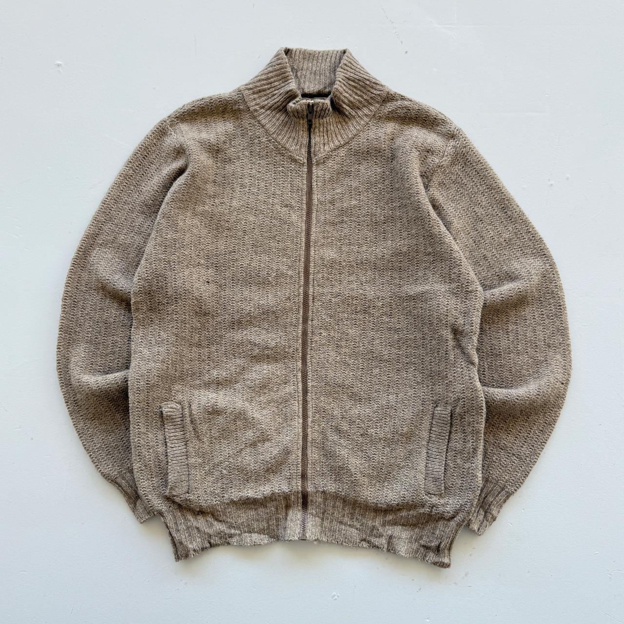 Beige L.L.Bean Full Zip Knitted Jacket 90s Knit Jumper - XXL