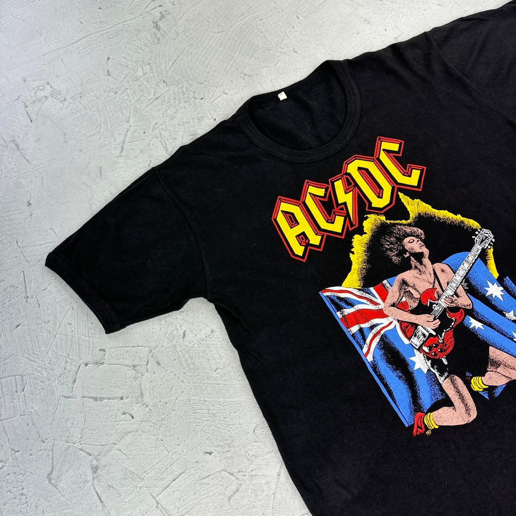 AC/DC Black Vintage 1970s Band T-shirt - Small