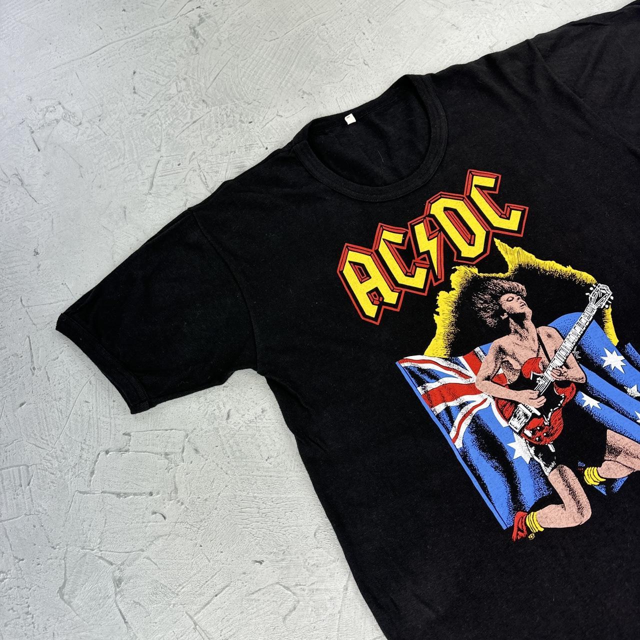 AC/DC Black Vintage 1970s Band T-shirt - Small