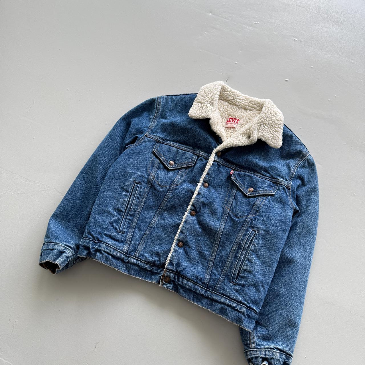Vintage Levi's Denim Sherpa 80's Lined Jacket - Large