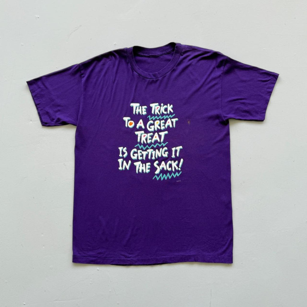 Purple Halloween 90s Slogan Vintage T-shirt - XL