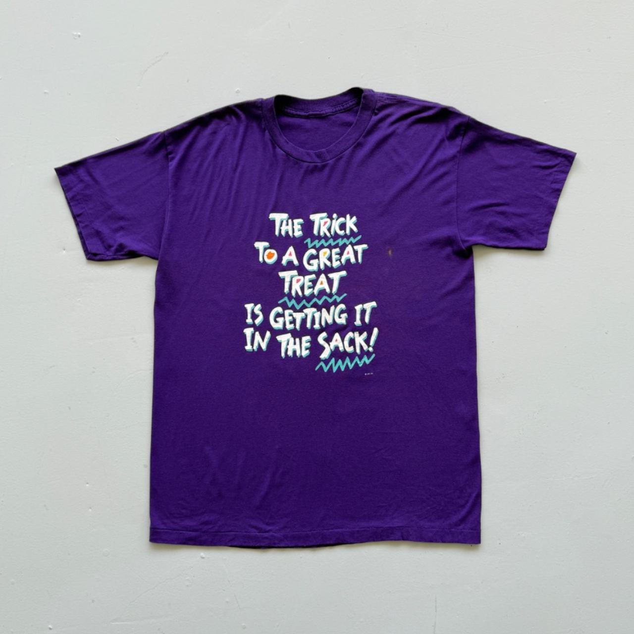 Purple Halloween 90s Slogan Vintage T-shirt - XL