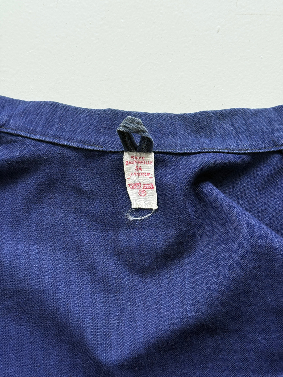 Indigo Blue Herringbone German Vintage Workwear Chore Jacket CH524 - Medium