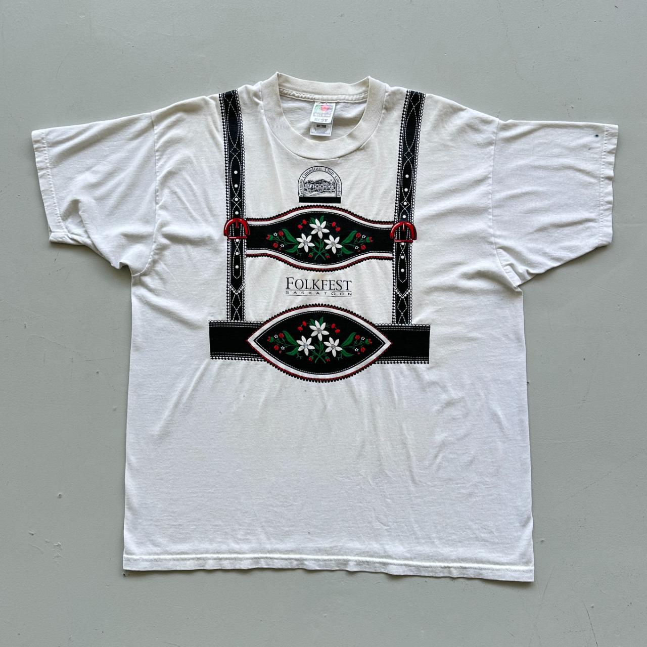 White Folkfest Vintage 90's T-shirt - XL