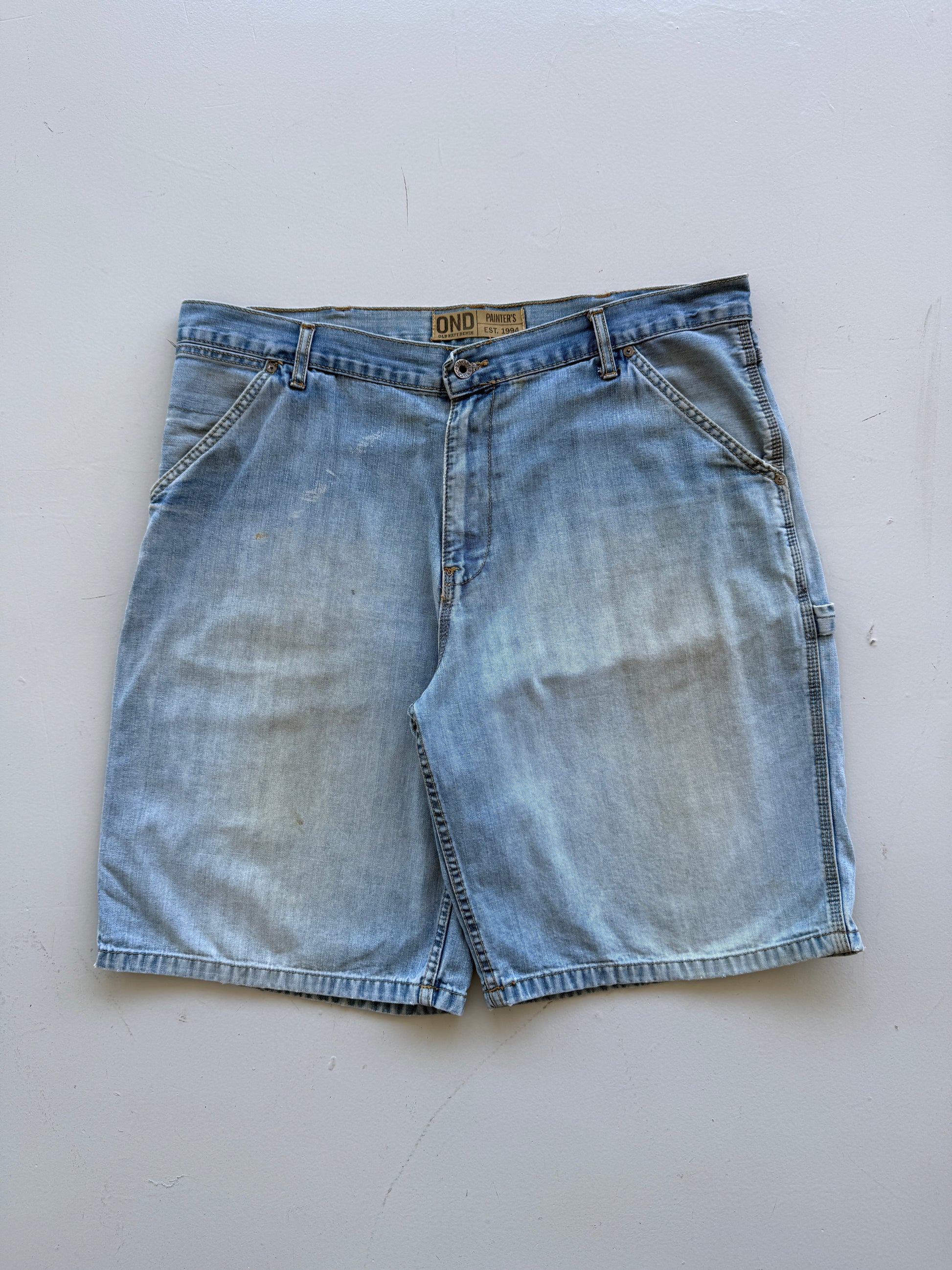 Light Blue Old Navy 00's Vintage Y2K Baggy Carpenter Denim Shorts - W40 x L11