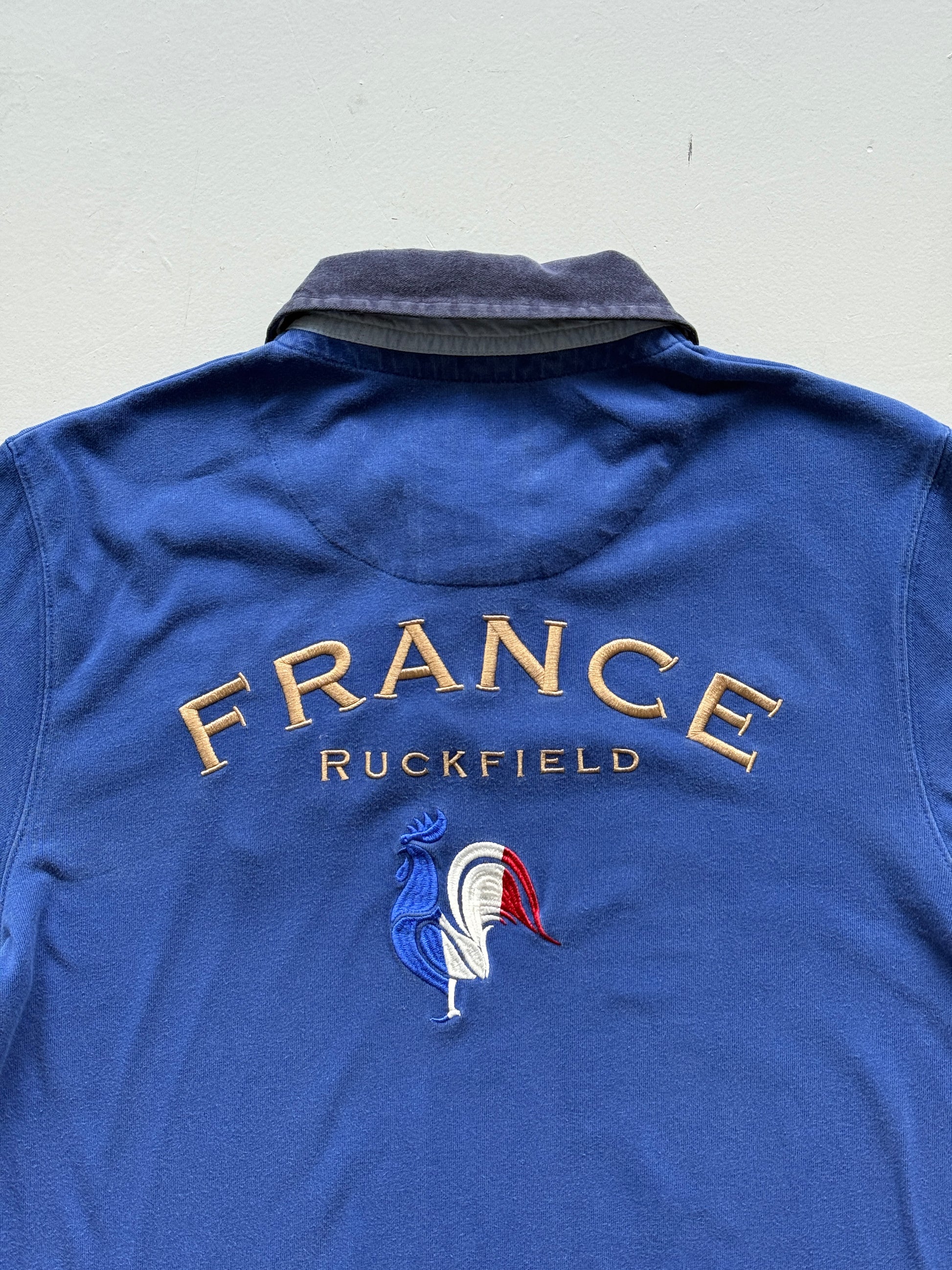 Blue France 00's Vintage Long Sleeve Polo Jersey - Medium