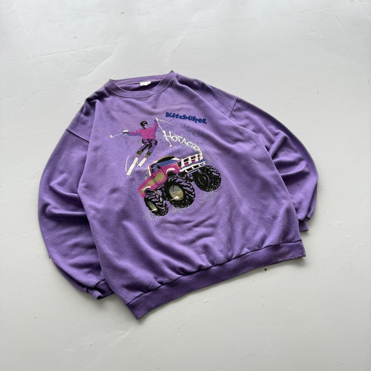 Purple Ski 80’s Vintage Graphic Sking Sweatshirt - XL