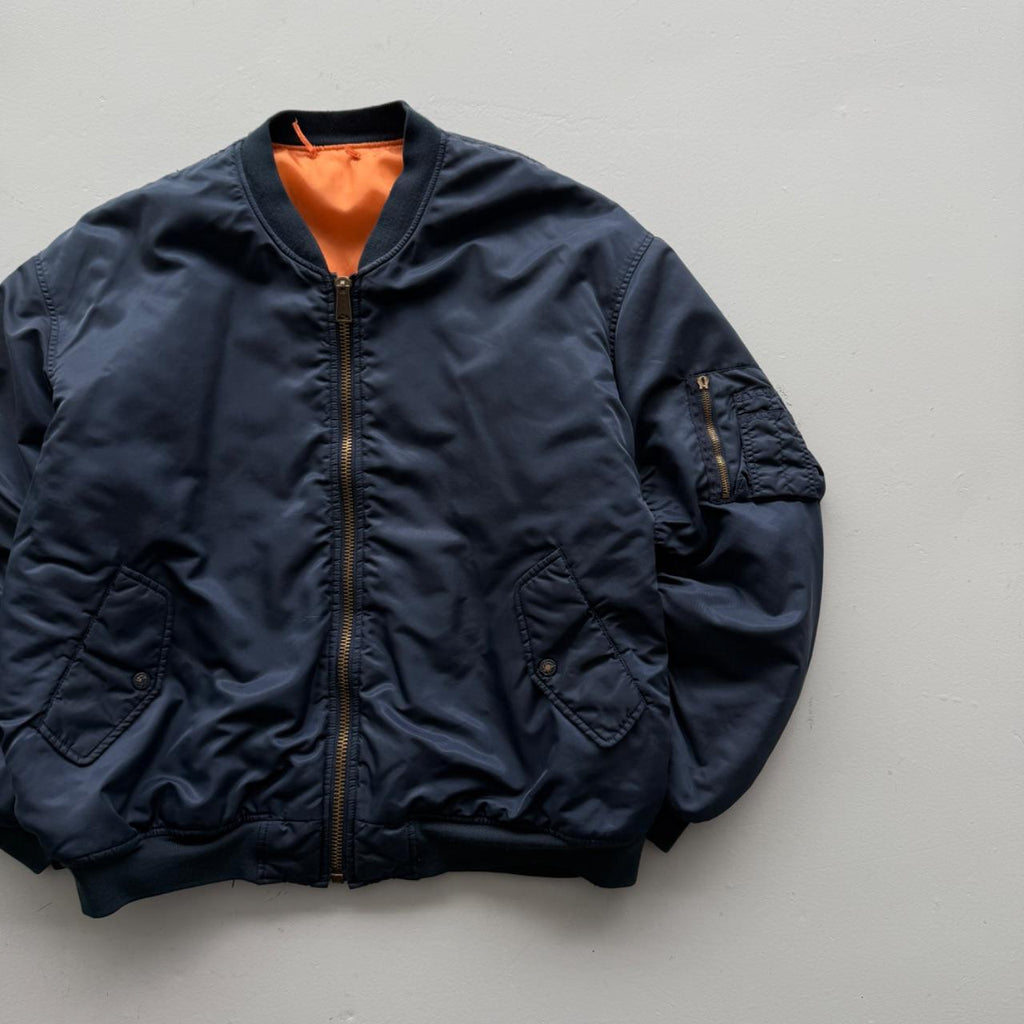 Navy Blue 80’s Vintage Bomber Jacket - XL