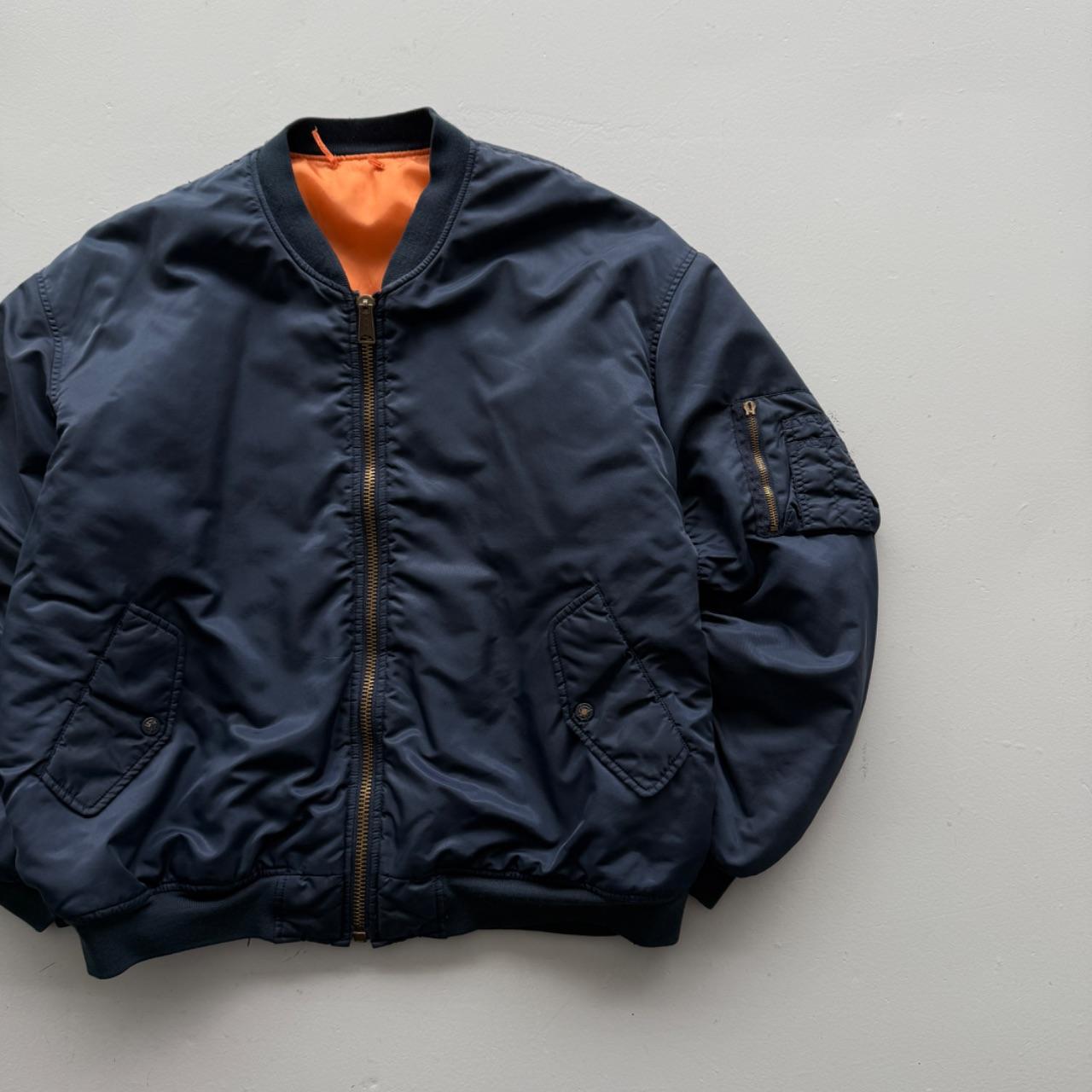 Navy Blue 80’s Vintage Bomber Jacket - XL