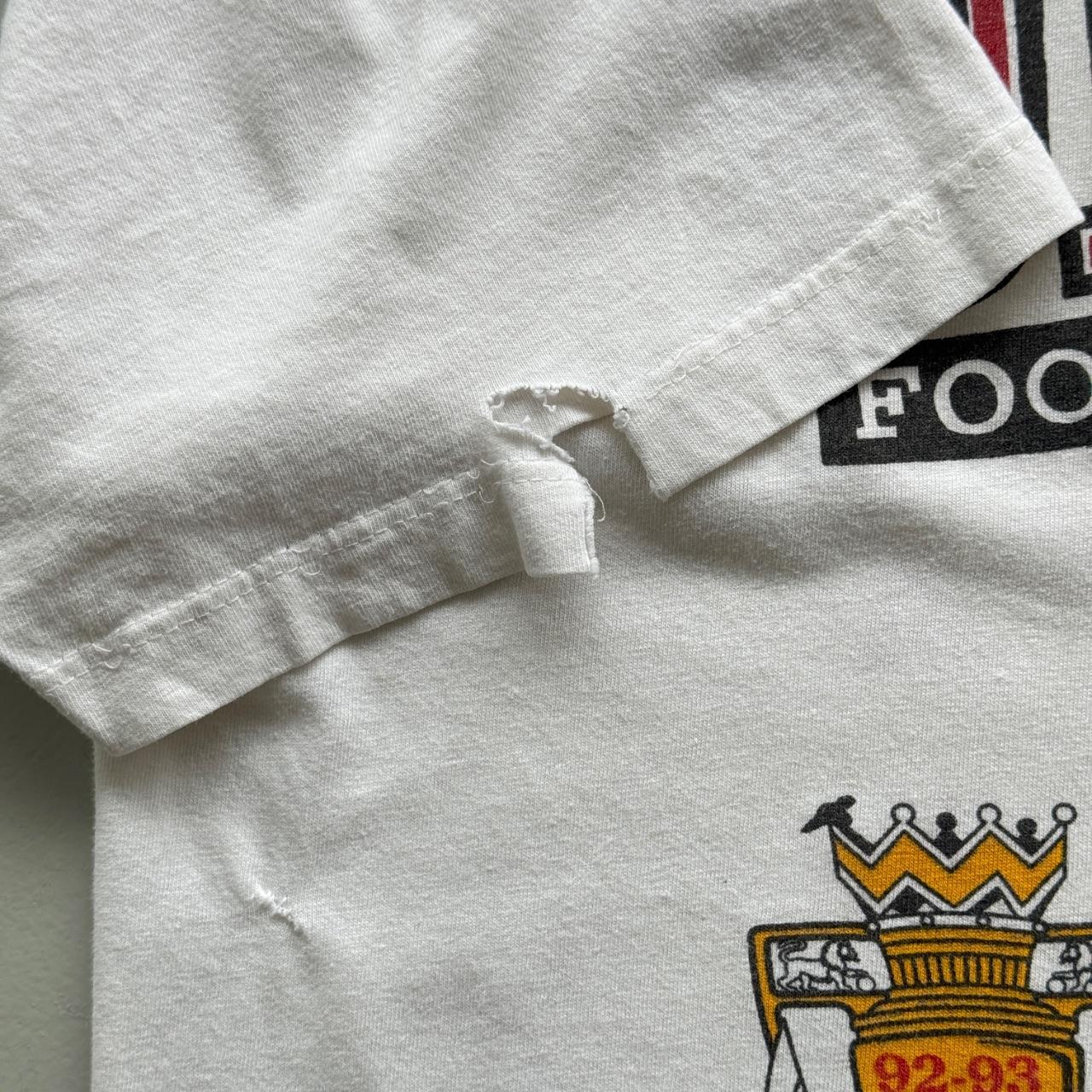 White Manchester United 90s Vintage Double Champions T-Shirt - XL