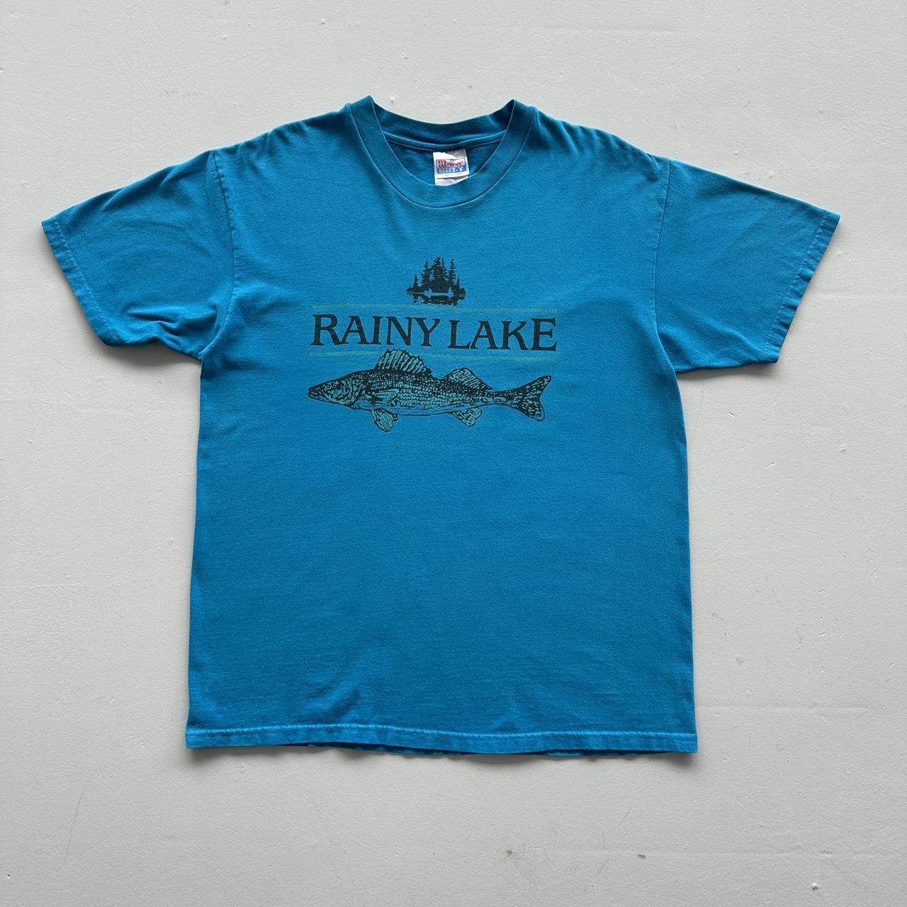 Blue Rainy Lake Vintage 90s T-shirt - Medium