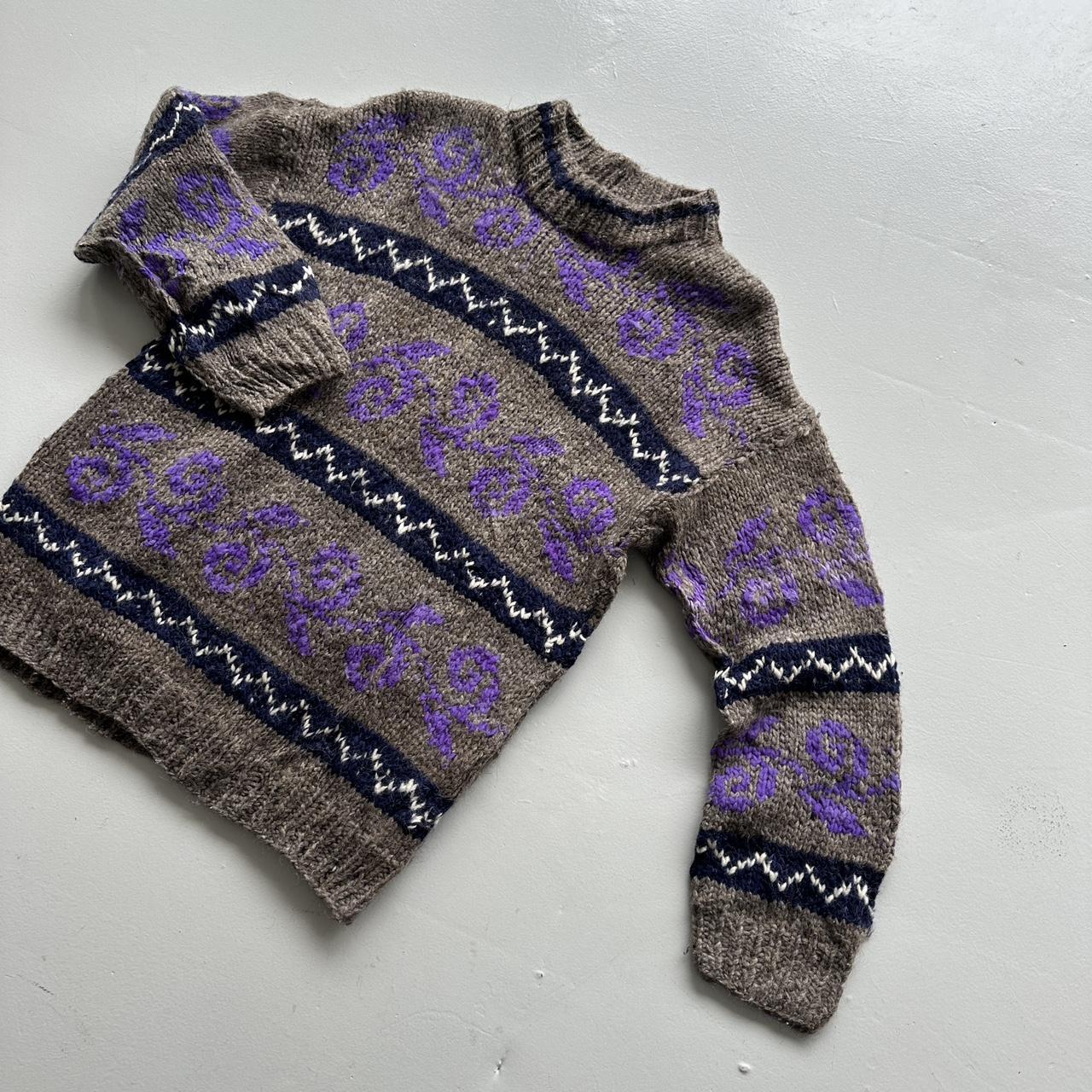 Grey Ecuadorian 80s Chunky Knit Jumper - Large