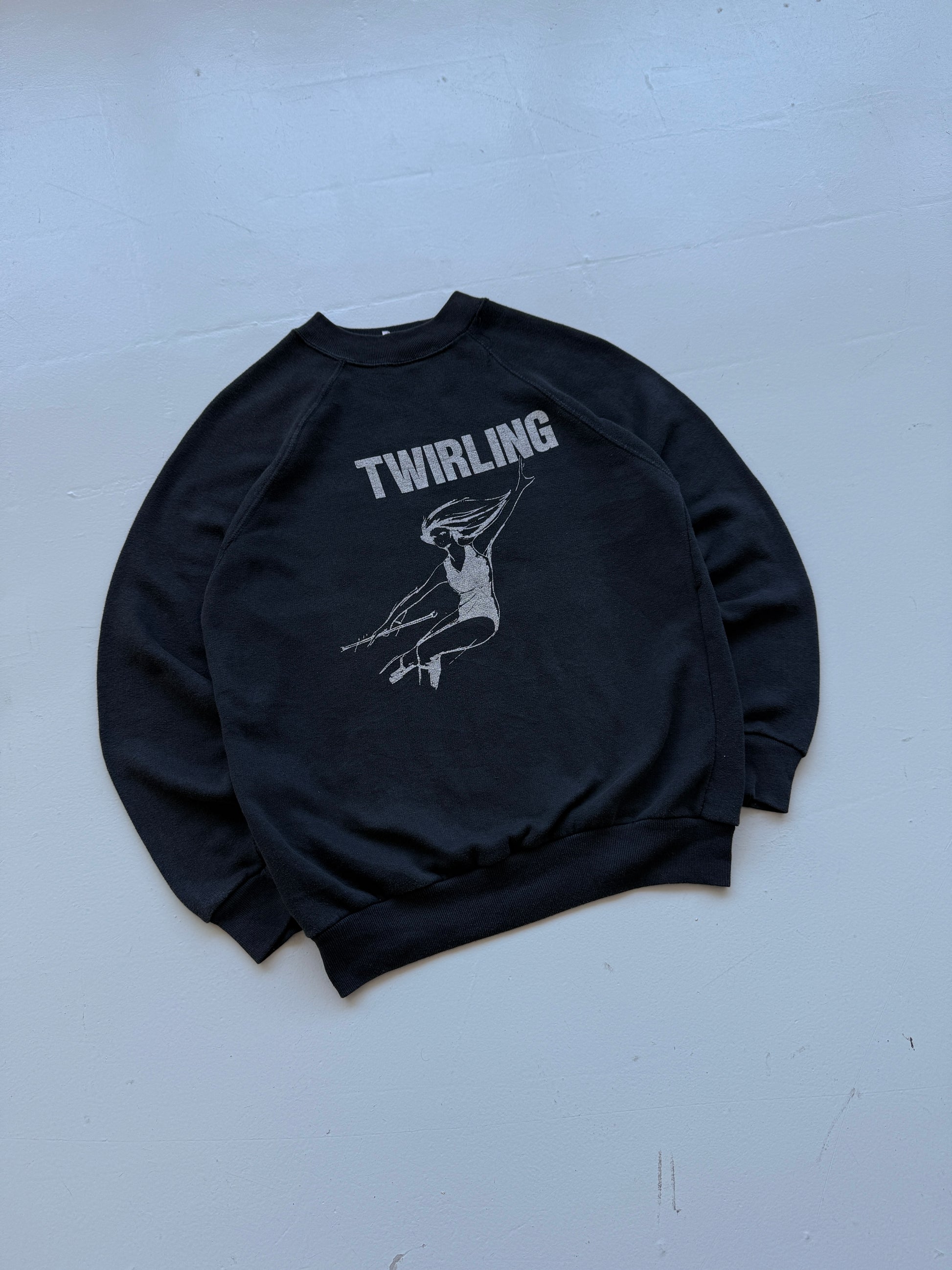 Black Twirling 90's Vintage Graphic Sweatshirt Jumper - Small