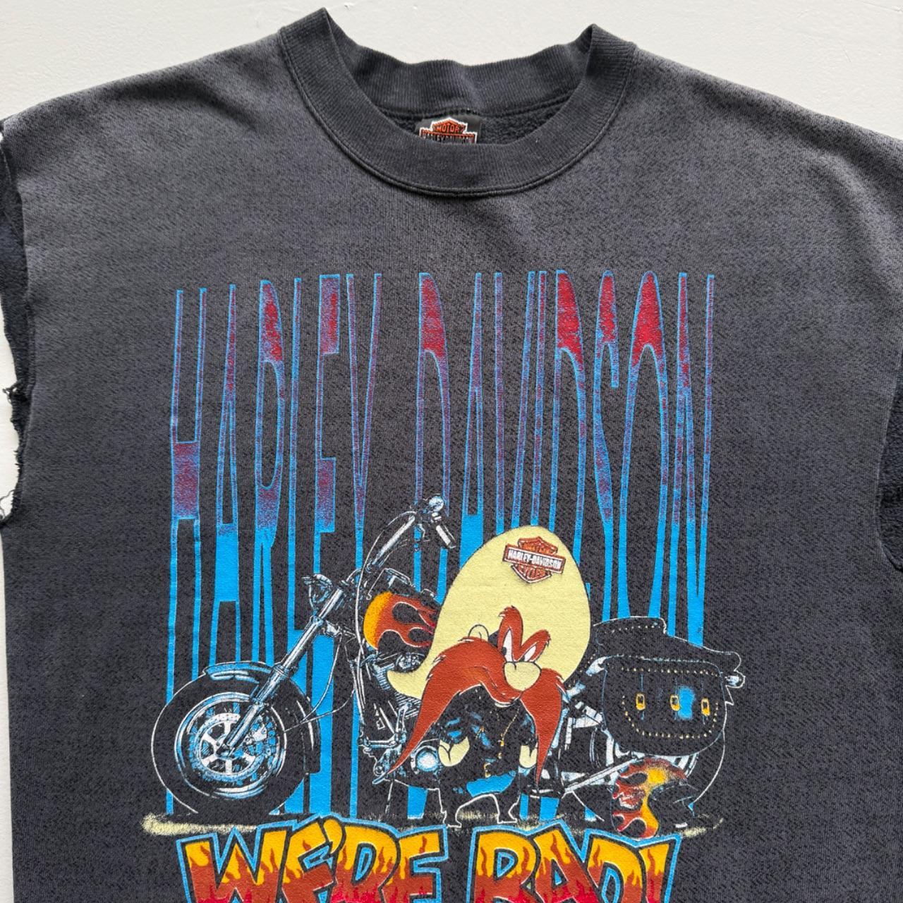 Blue Harley Davidson 90s Vintage Graphic Sweater Vest - Medium