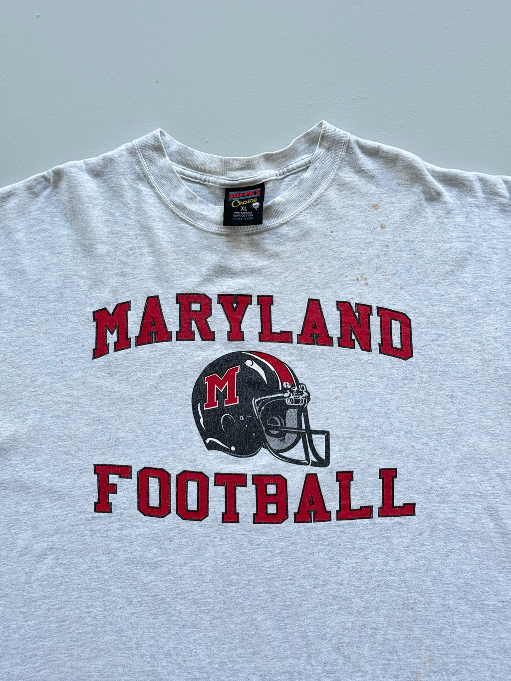 Grey Maryland Football 90's Vintage Single Stitch Graphic T-Shirt - XL