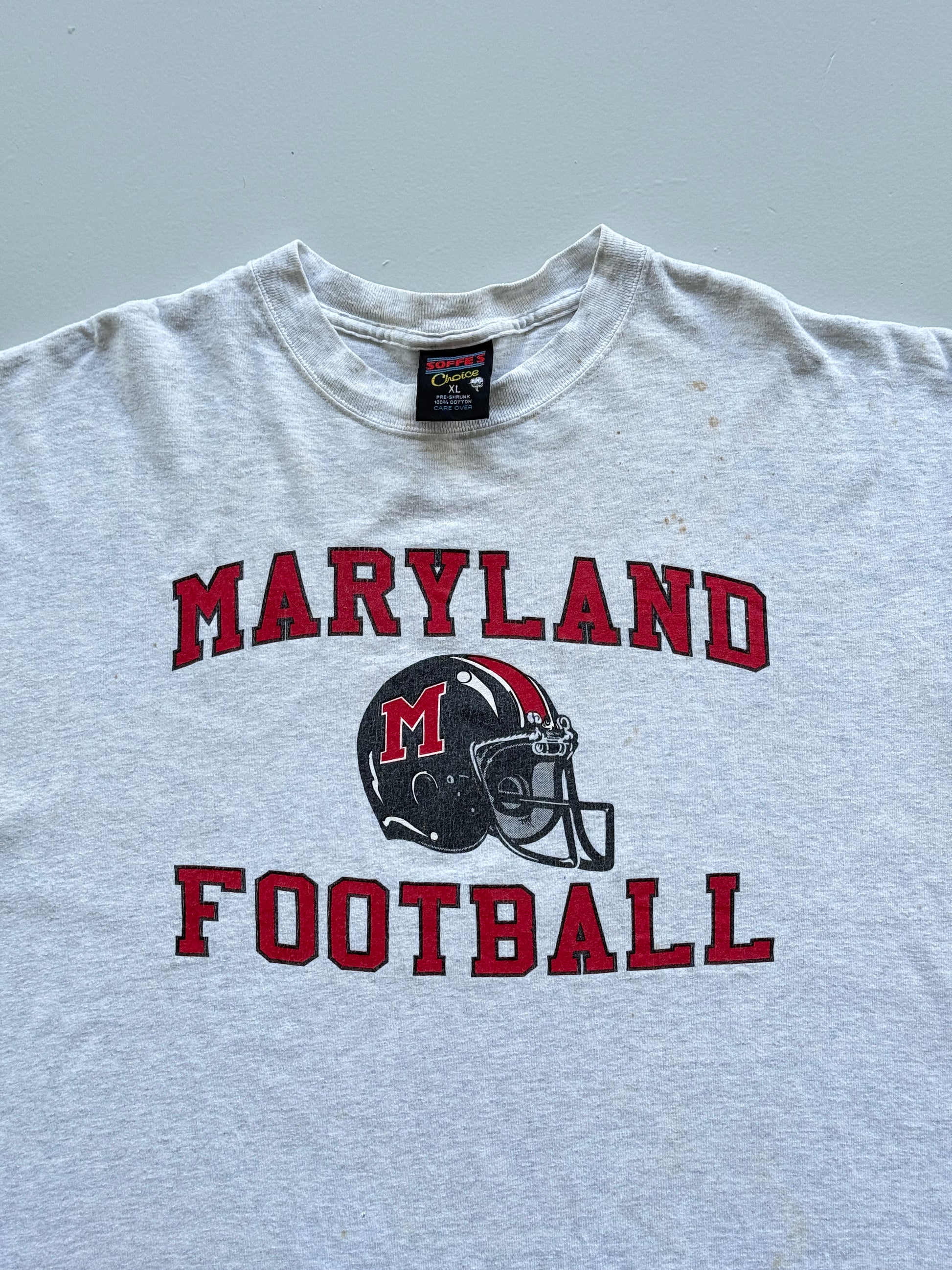Grey Maryland Football 90's Vintage Single Stitch Graphic T-Shirt - XL