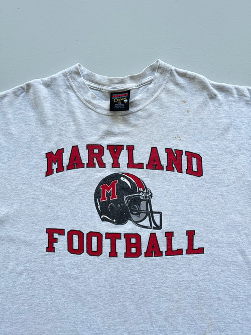 Grey Maryland Football 90's Vintage Single Stitch Graphic T-Shirt - XL