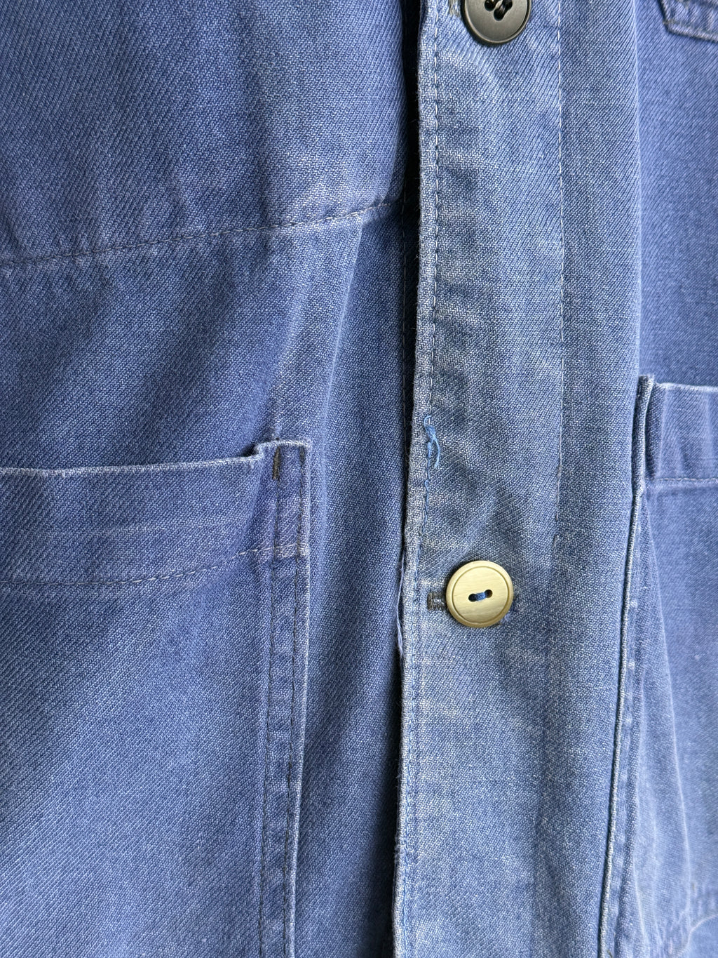 Thrashed Blue French 1950s/60s Vintage Workwear Chore Jacket CH533 - XS