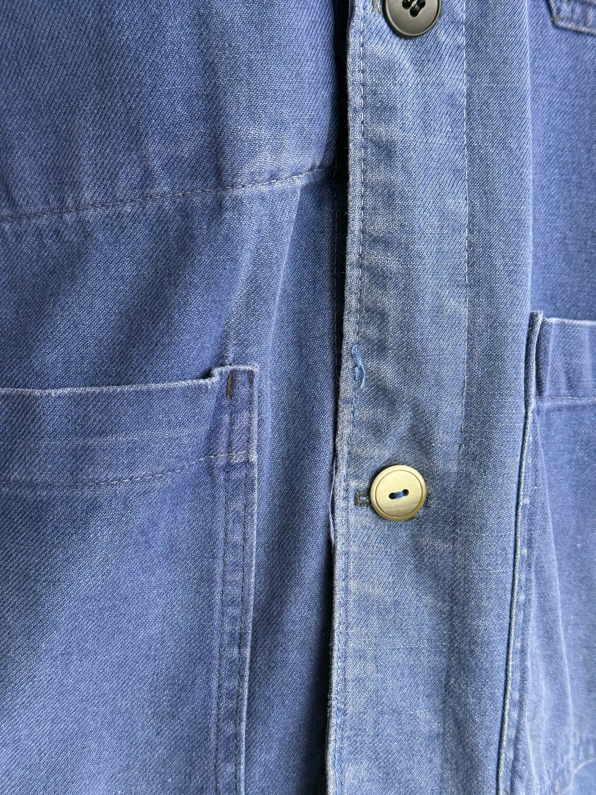 Thrashed Blue French 1950s/60s Vintage Workwear Chore Jacket CH533 - XS