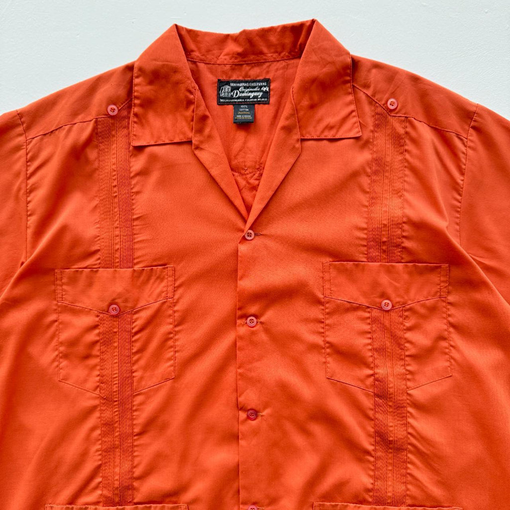 Orange Cuban Camp Collar Havanna Vintage 70's Shirt - XL