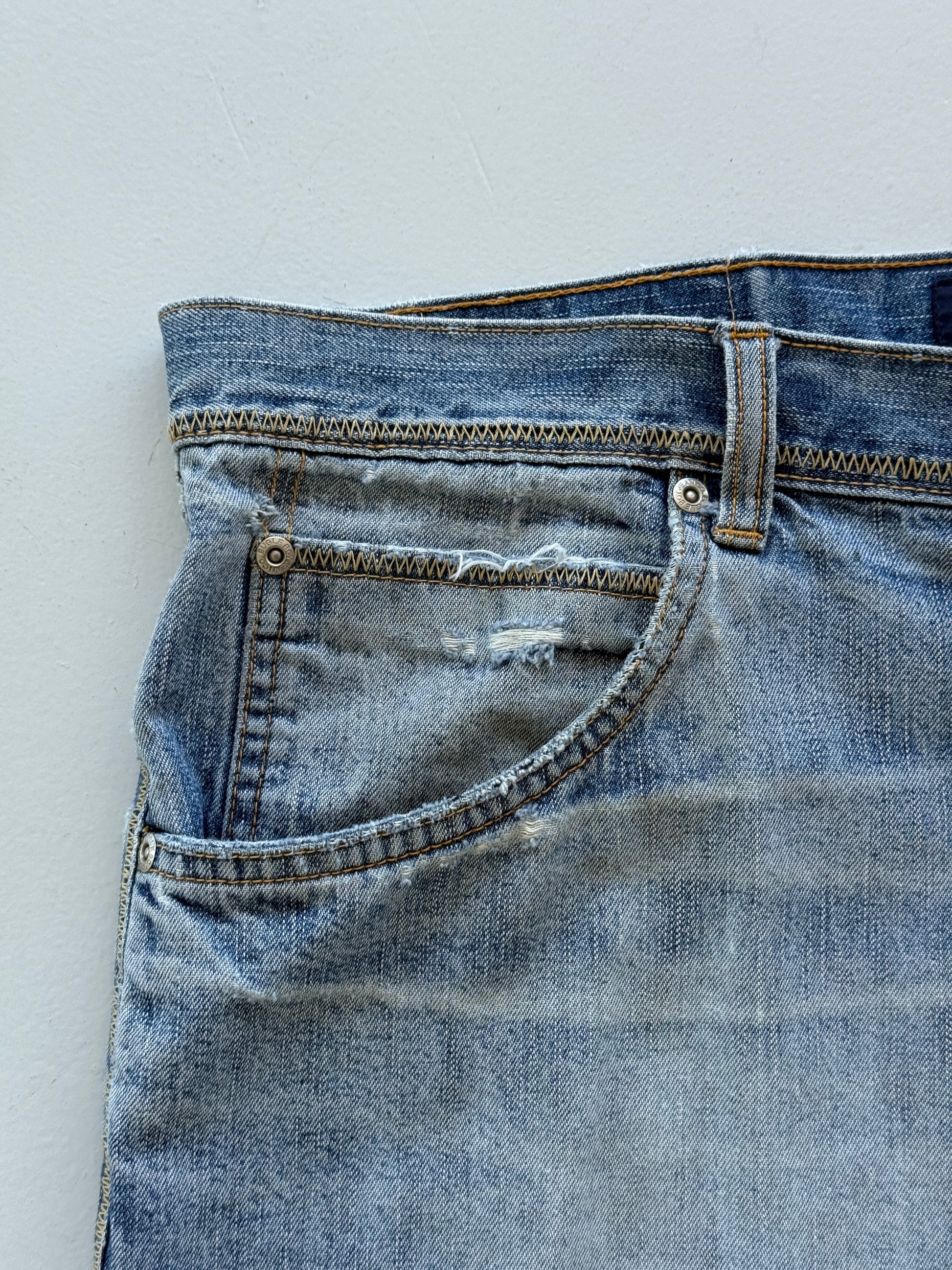 Light Blue Bugle Boy 90's Vintage Baggy Hip Hop Denim Shorts - W39 x L11.5