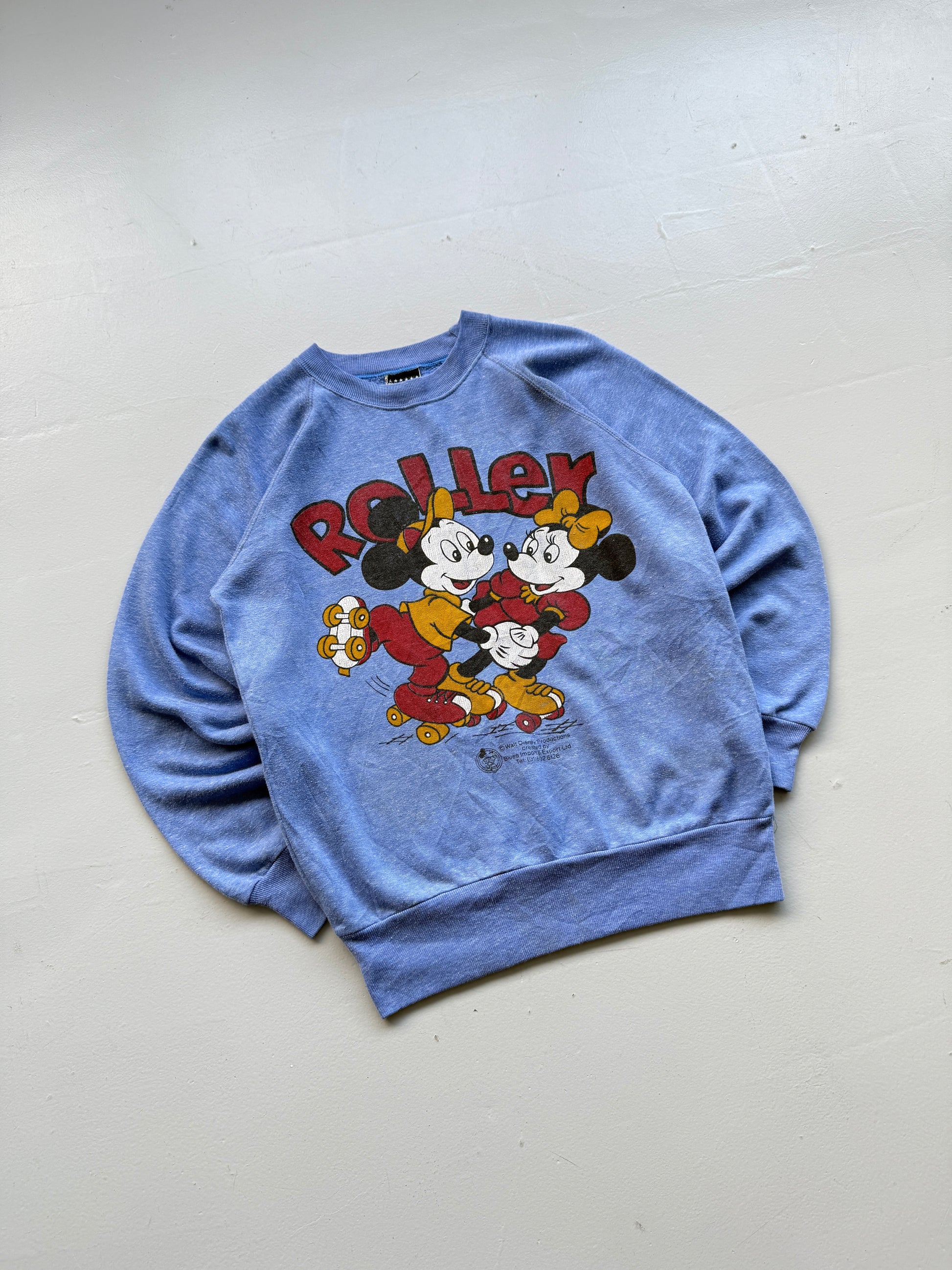 Blue Mickey and Minnie 90's Vintage Disney Graphic Sweatshirt - Small