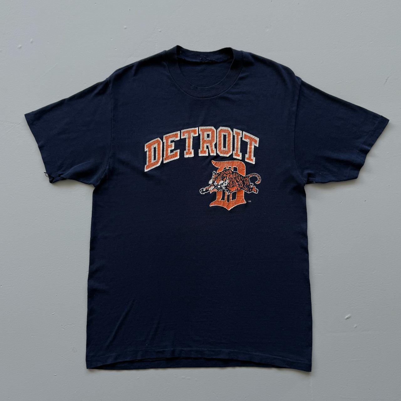 Navy Detroit Tigers American Sports Vintage 80s T-shirt - Medium