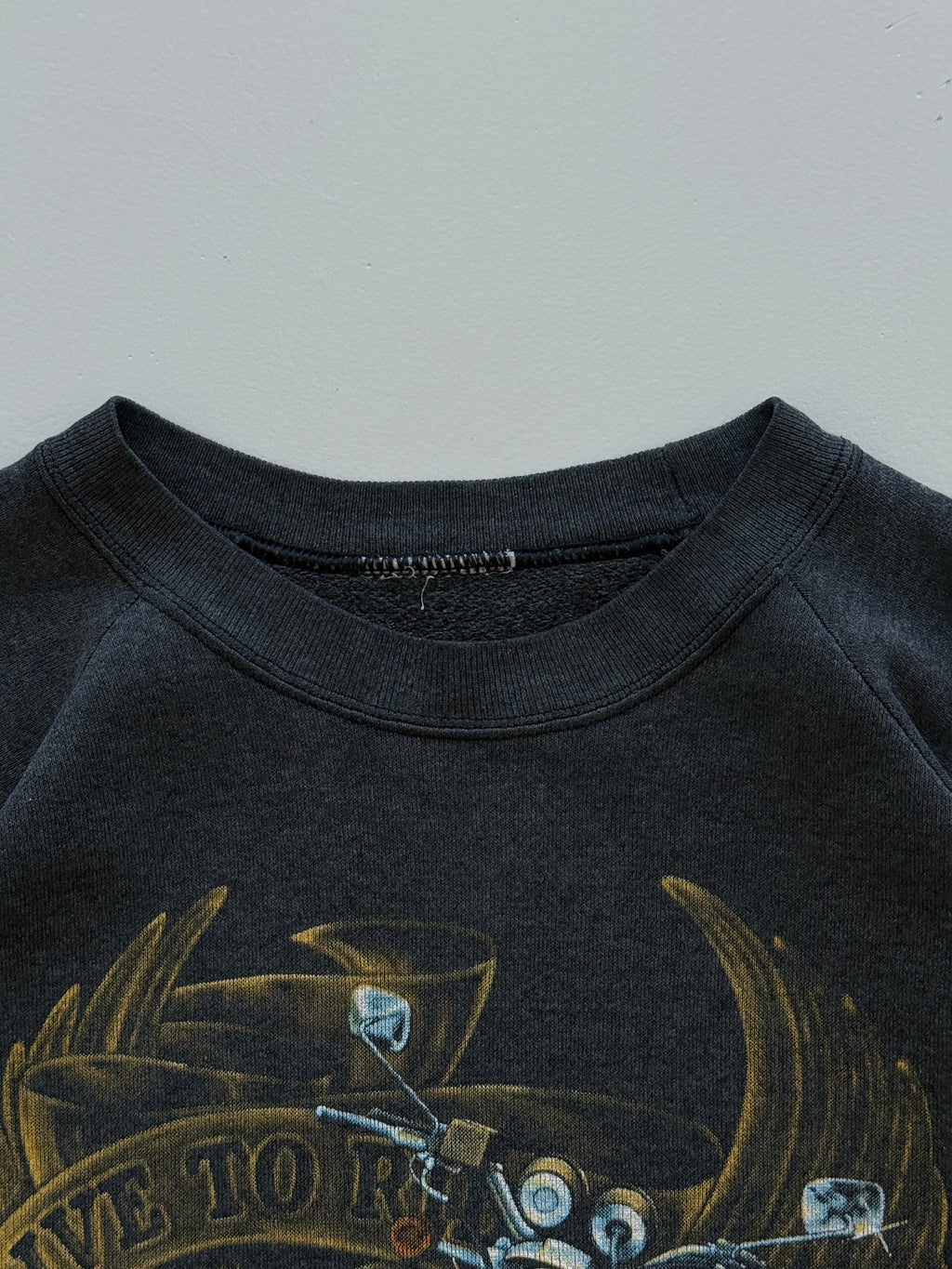 Black Harley Davidson 80's Vintage 3D Emblem Graphic Biker Sweatshirt - Small