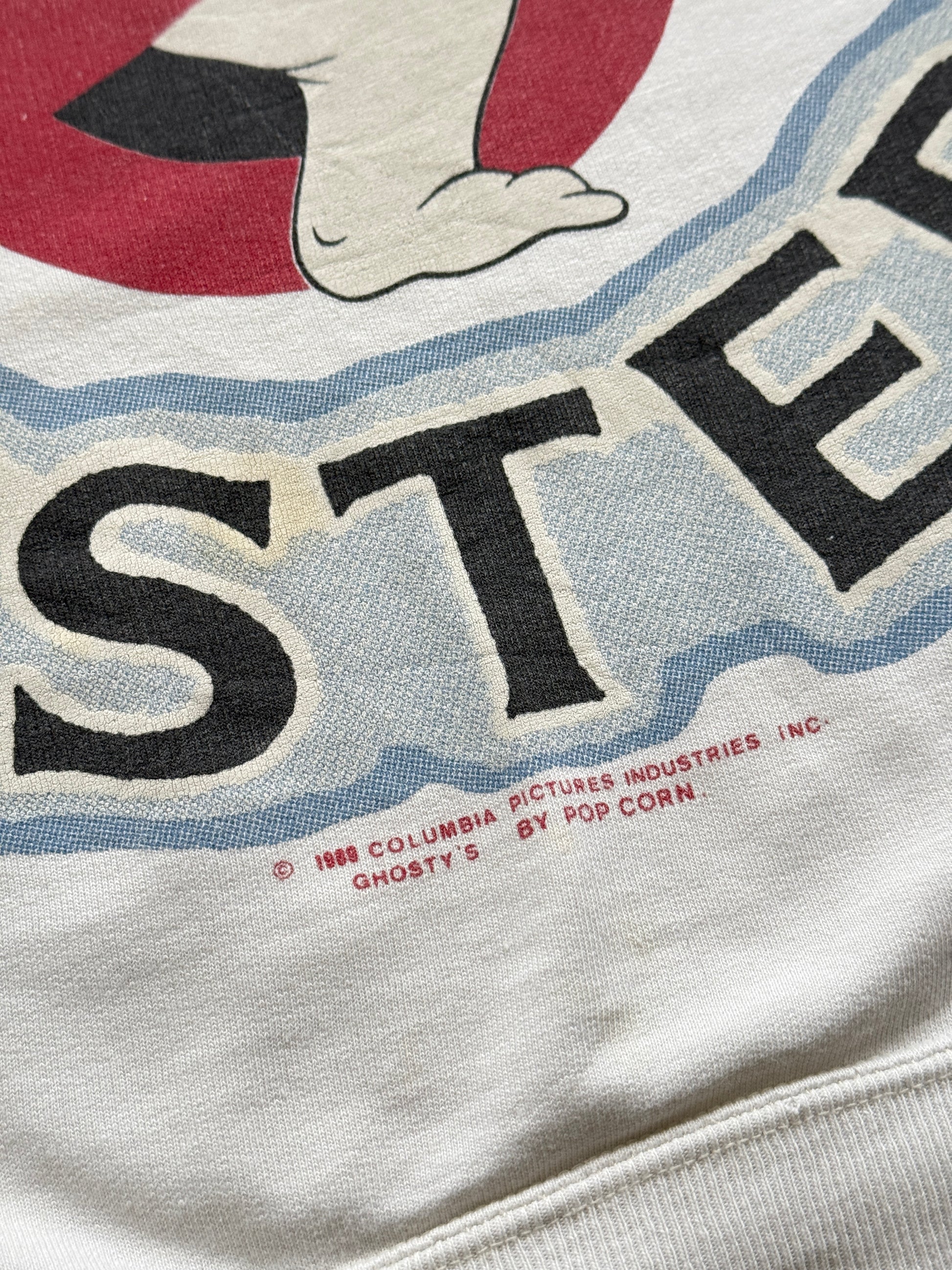 White 1989 Rare French Ghostbusters Vintage Promo Graphic Long Sleeve - Large