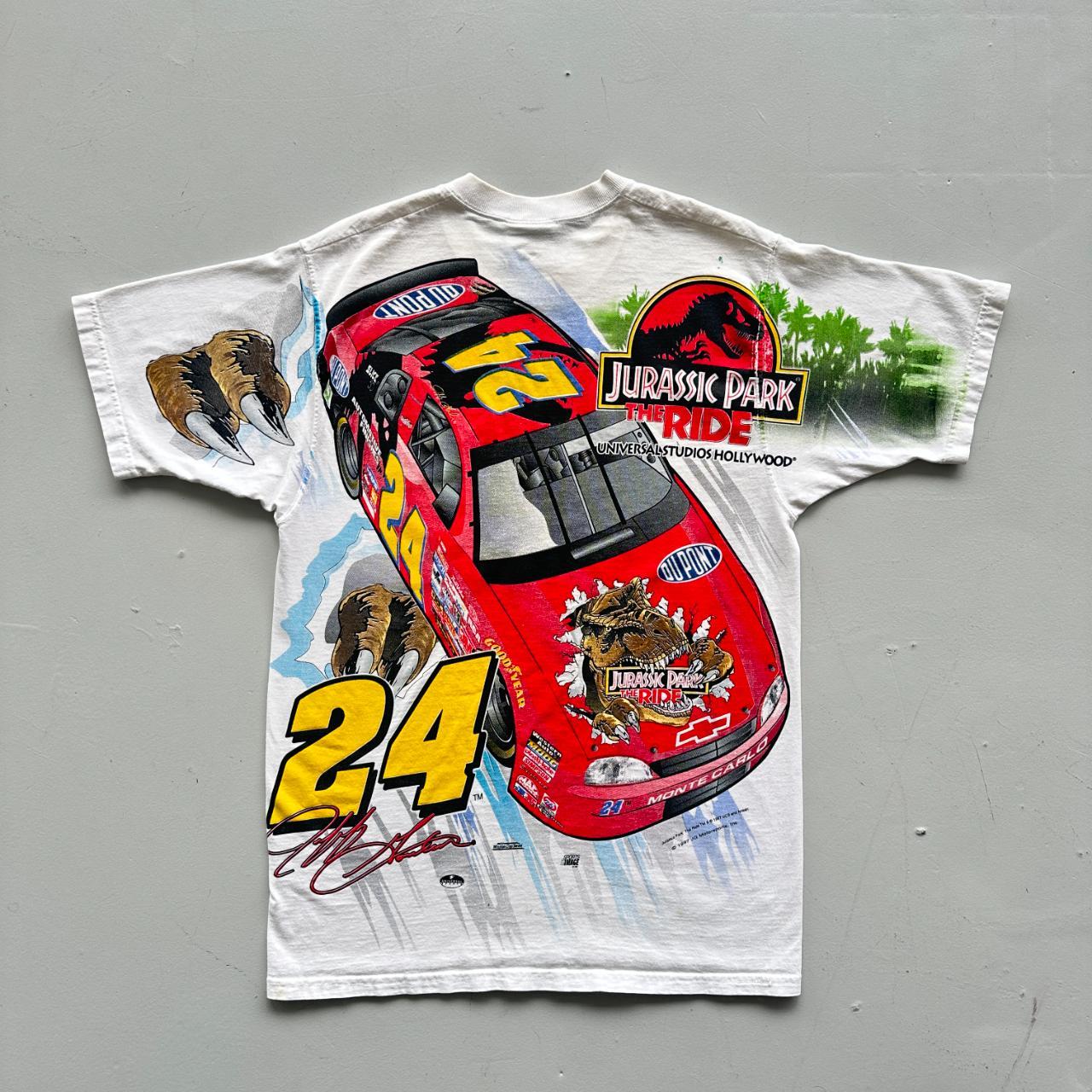 White Jeff Gordon 1997 Jurassic Park Nascar Vintage 90's T-shirt - Medium
