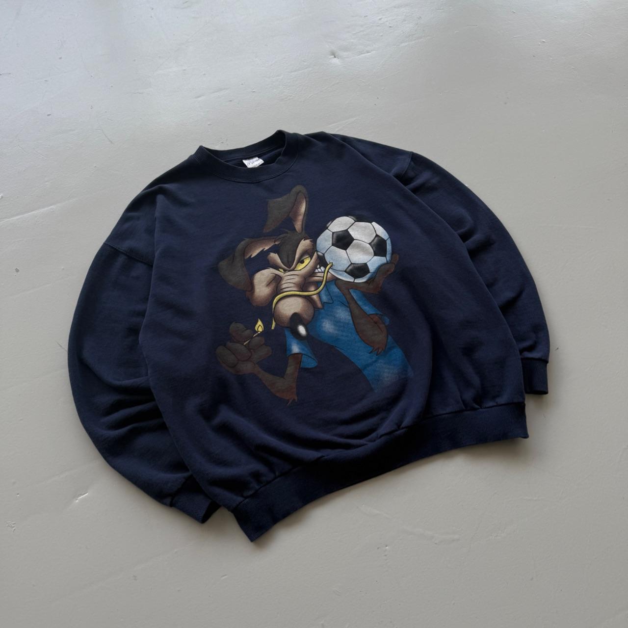 Navy Blue Wiley Coyote 90’s Disney Vintage Graphic Sweatshirt - Medium