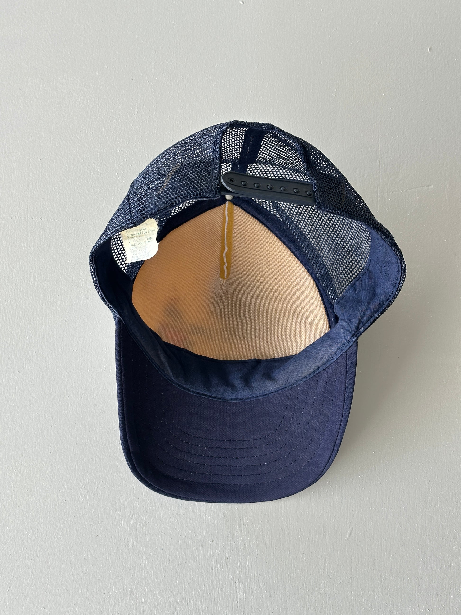White / Navy Fishing Season 90's Vintage Foam and Mesh SnapBack Trucker Cap