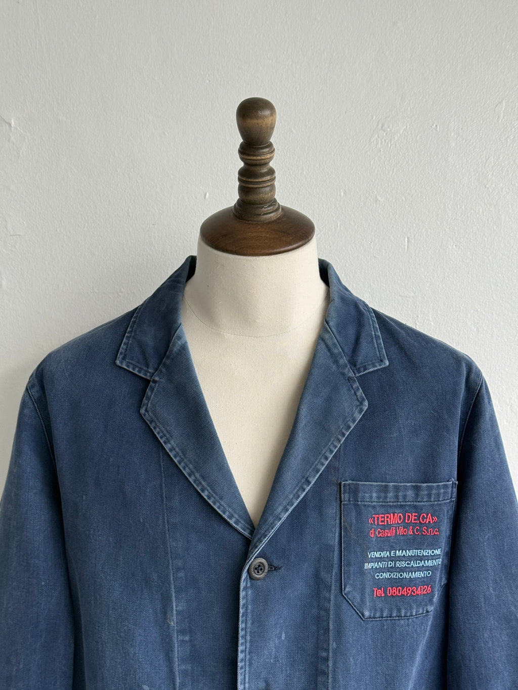 Faded Blue Italian Made 90's Vintage Workwear Chore Jacket CH450 - Medium