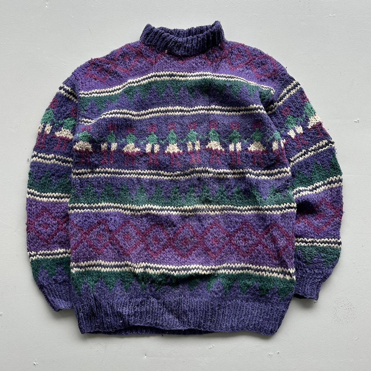 Purple Ecuadorian 80s Chunky Knit Jumper - XL